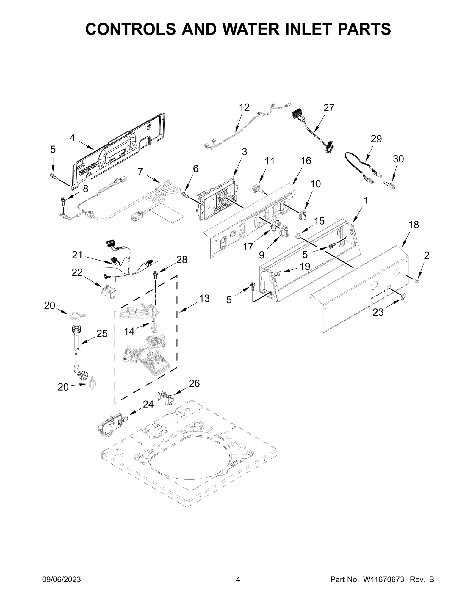 CONTROLS AND WATER INLET PARTS