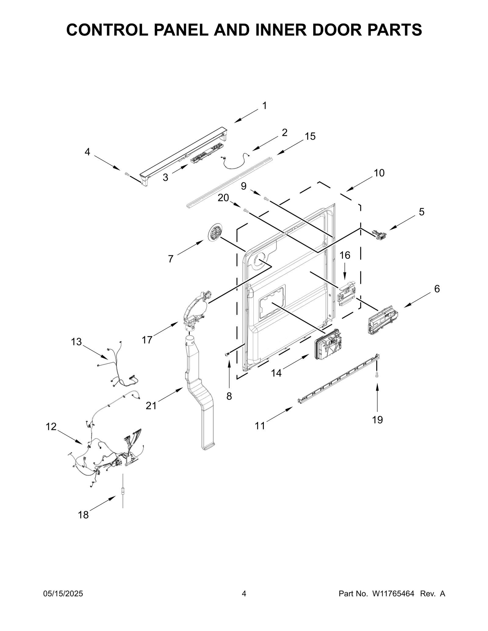 CONTROL PANEL AND INNER DOOR PARTS