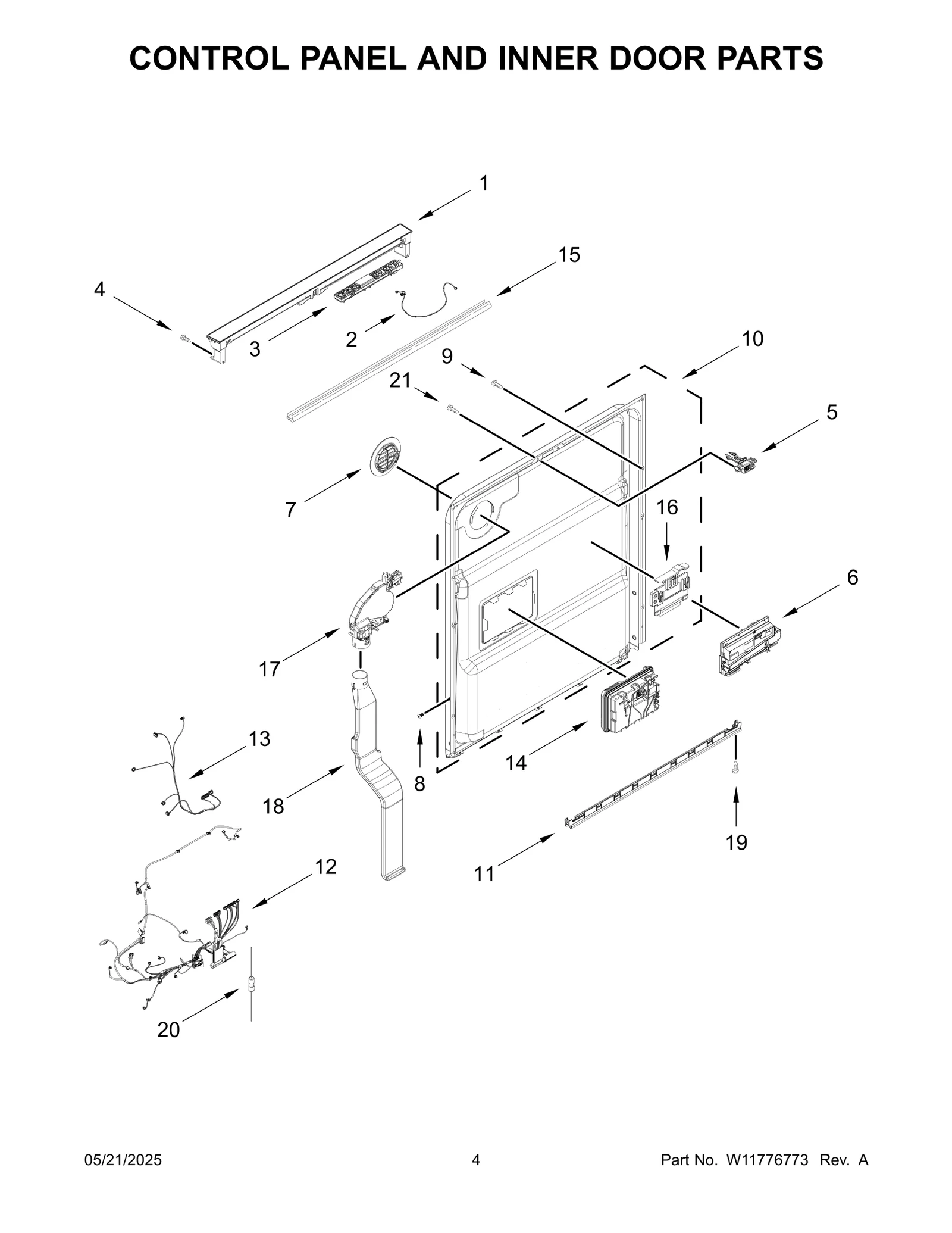 CONTROL PANEL AND INNER DOOR PARTS