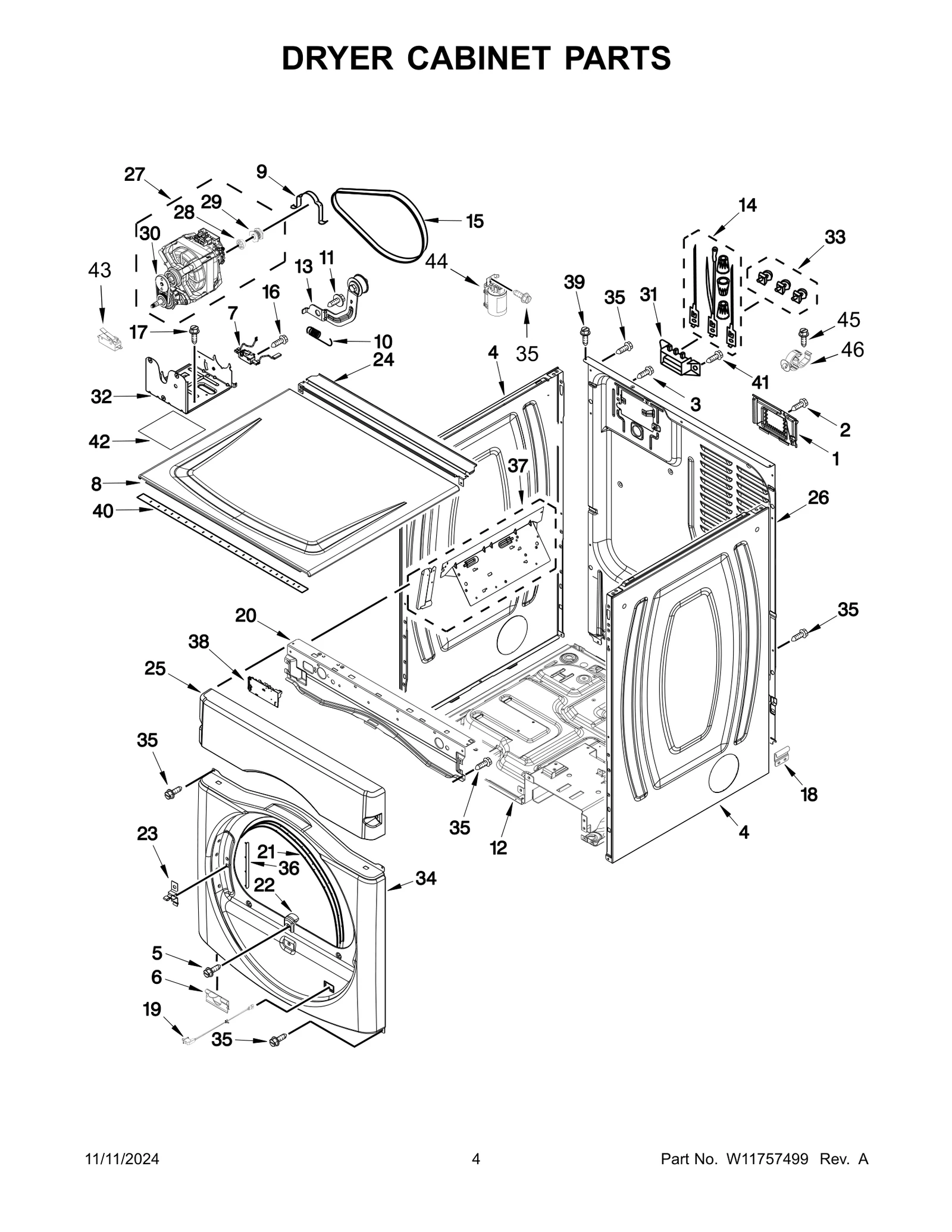 DRYER CABINET PARTS