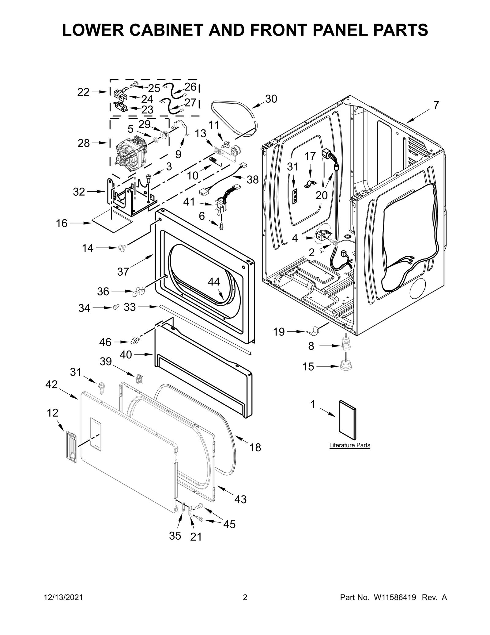 LOWER CABINET AND FRONT PANEL PARTS