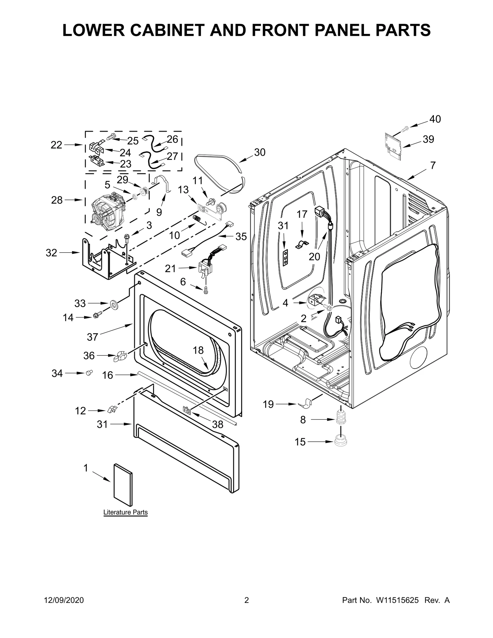LOWER CABINET AND FRONT PANEL PARTS