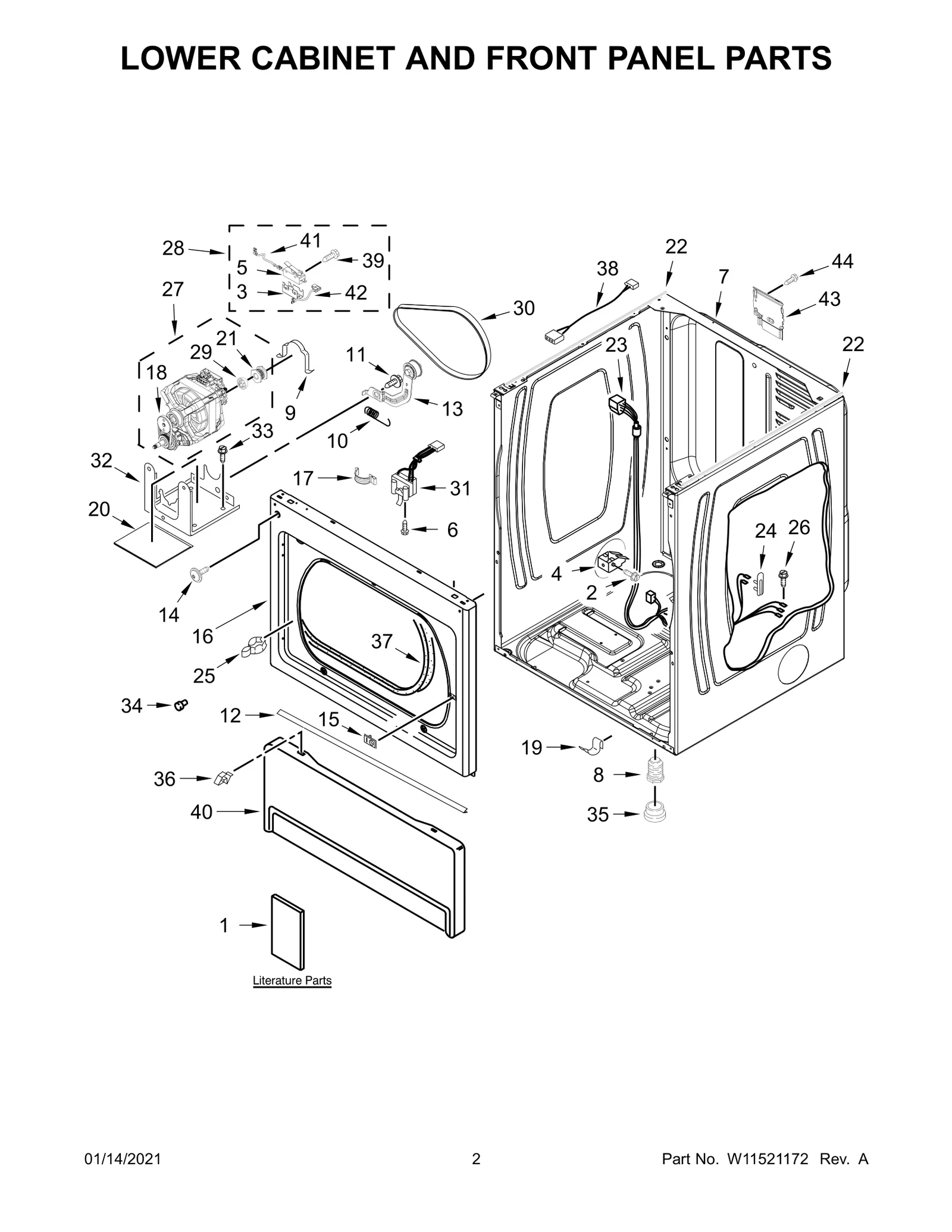 LOWER CABINET AND FRONT PANEL PARTS