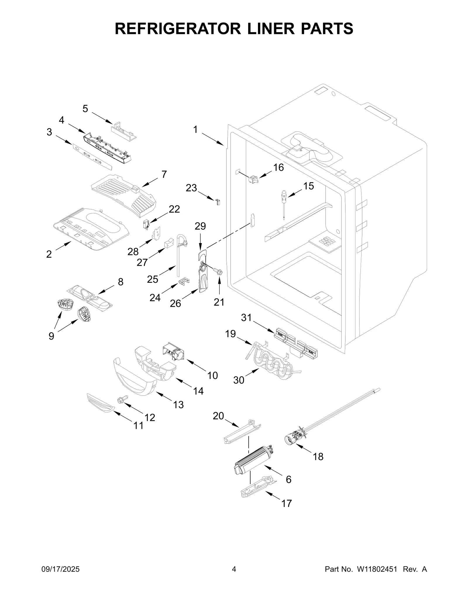 REFRIGERATOR LINER PARTS