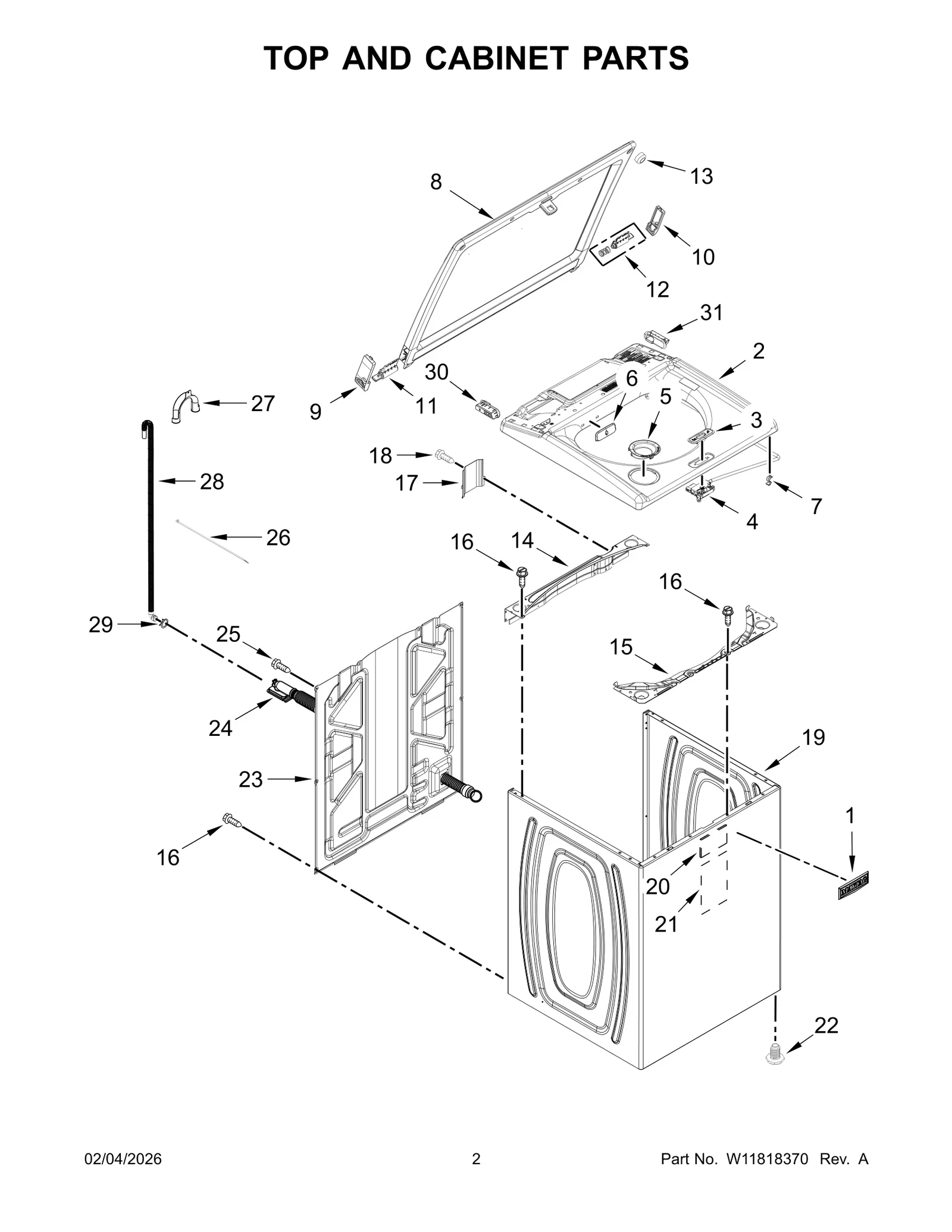 TOP AND CABINET PARTS