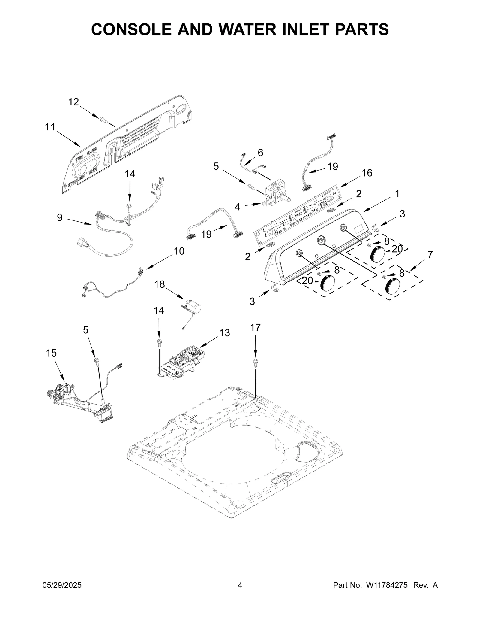 CONSOLE AND WATER INLET PARTS