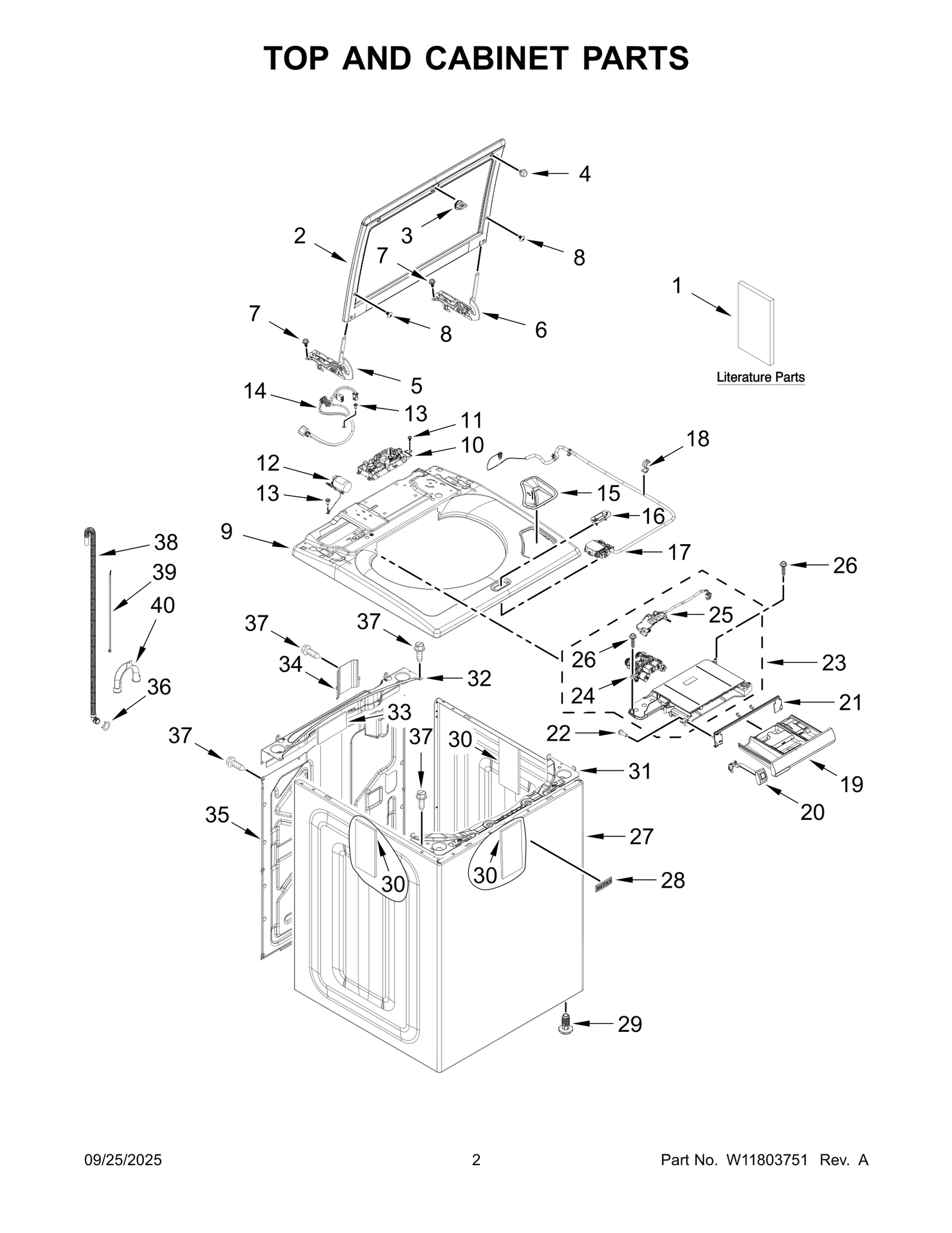 TOP AND CABINET PARTS
