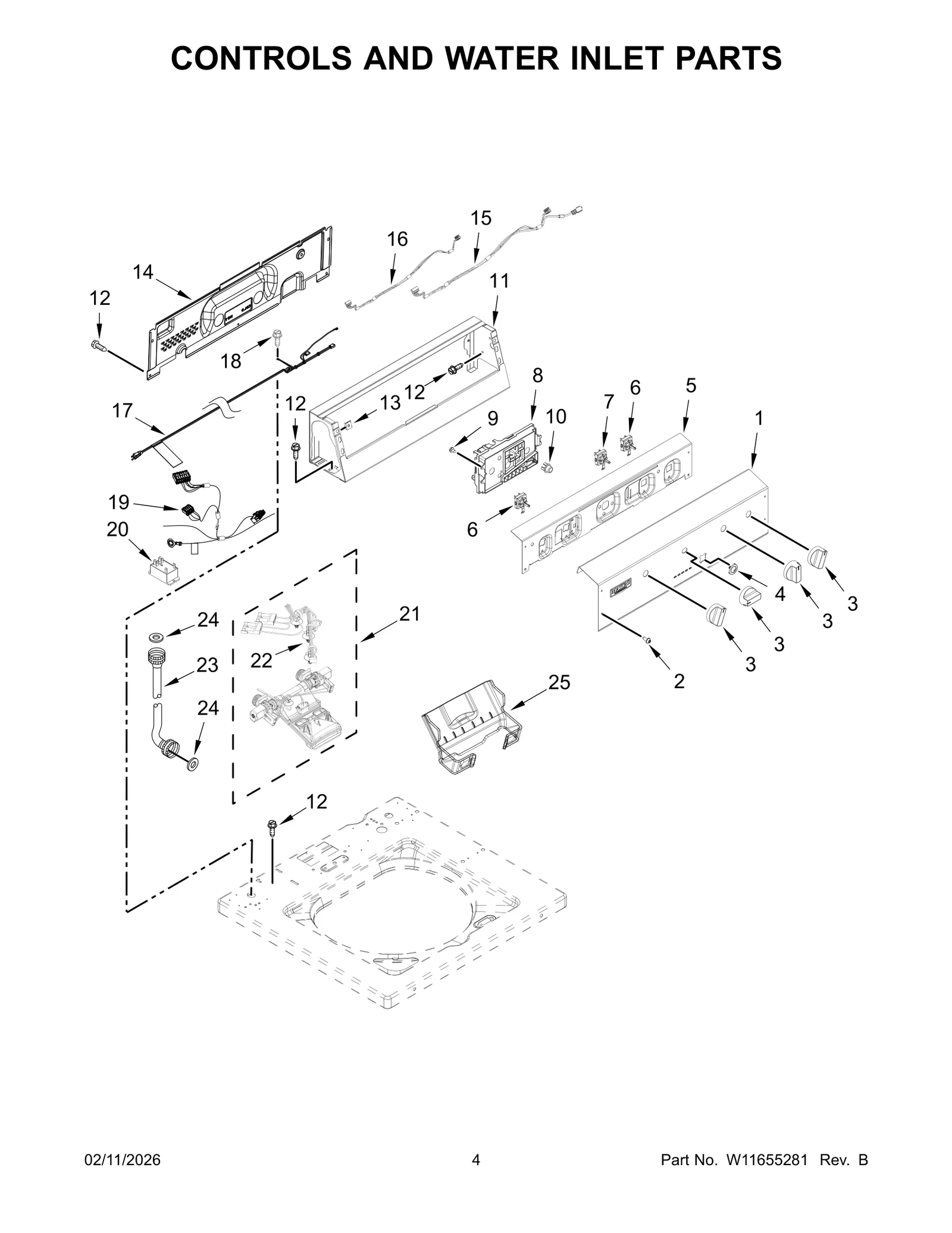 CONTROLS AND WATER INLET PARTS