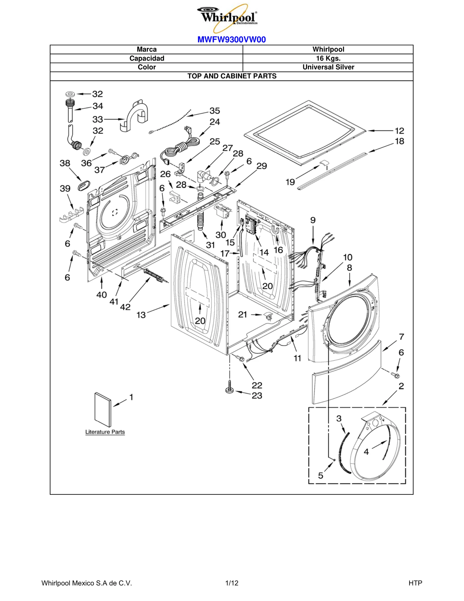 TOP AND CABINET PARTS