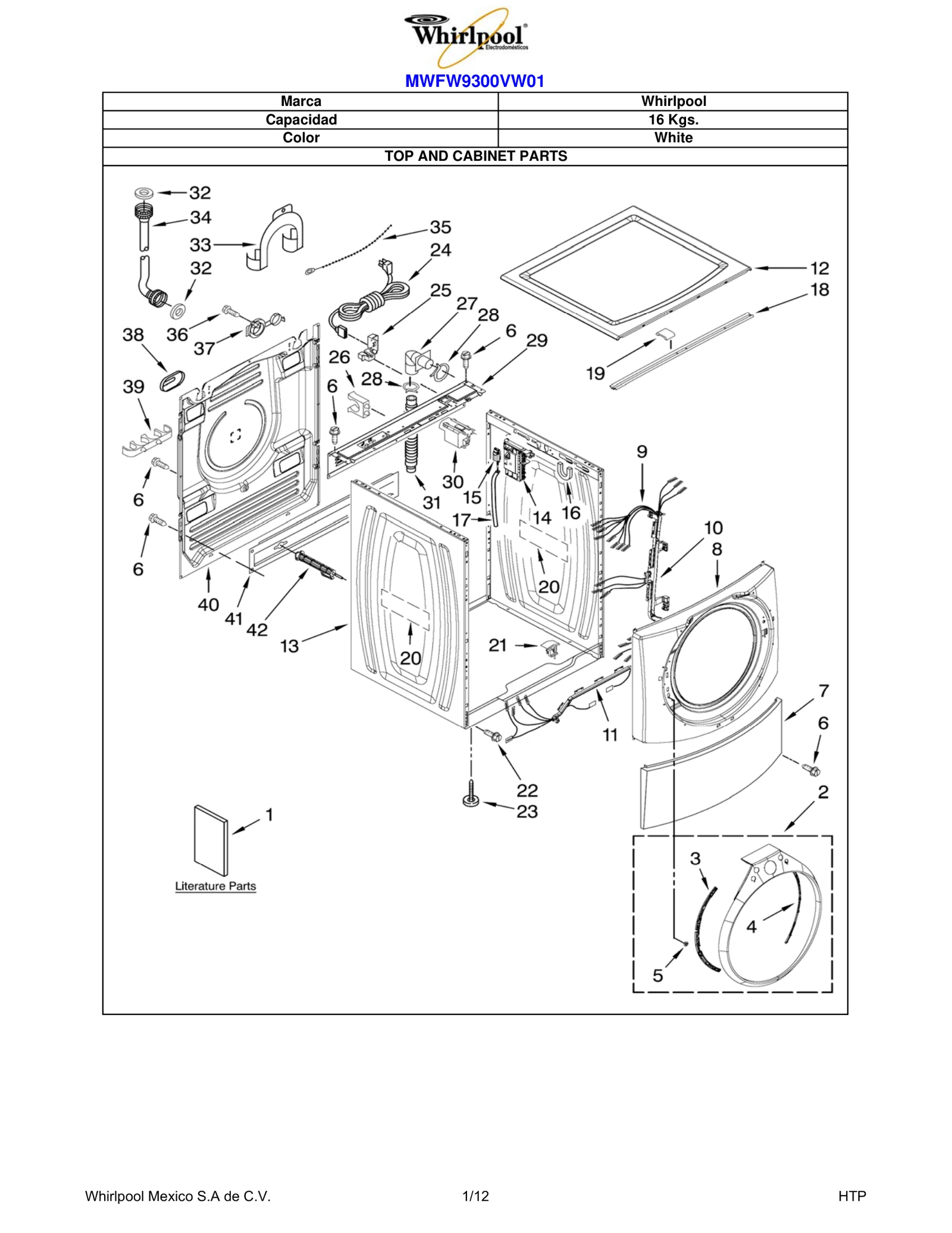 TOP AND CABINET PARTS