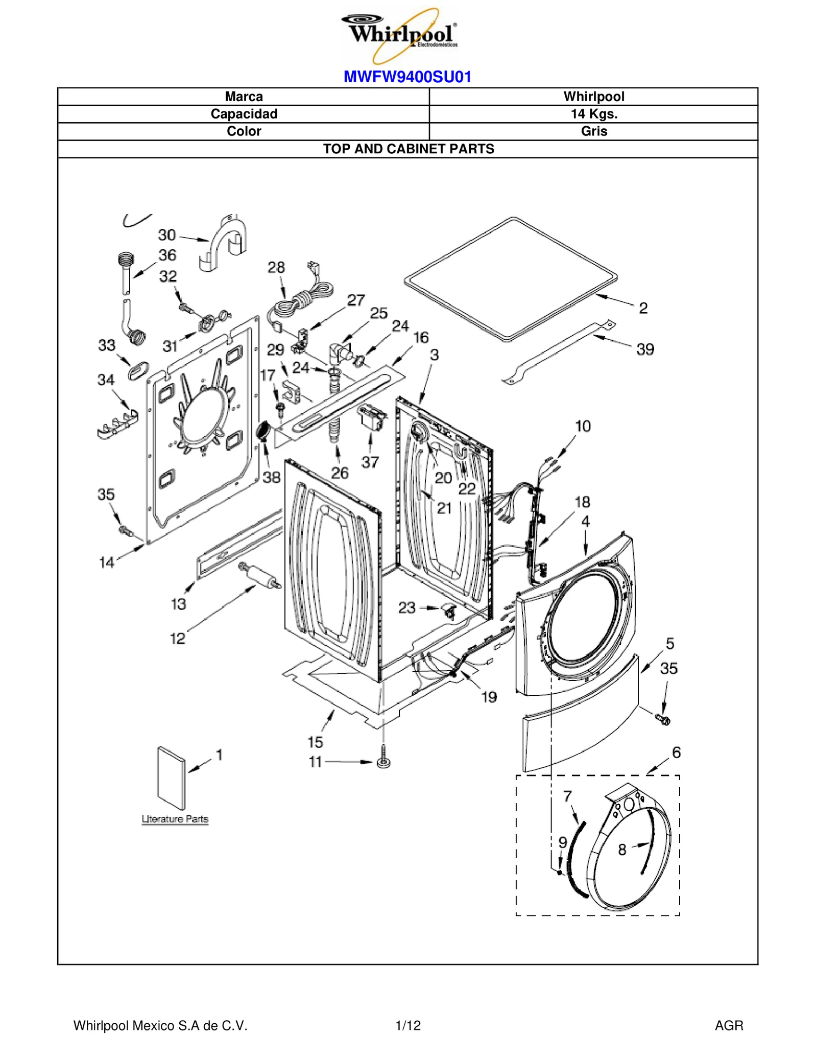 TOP AND CABINET PARTS