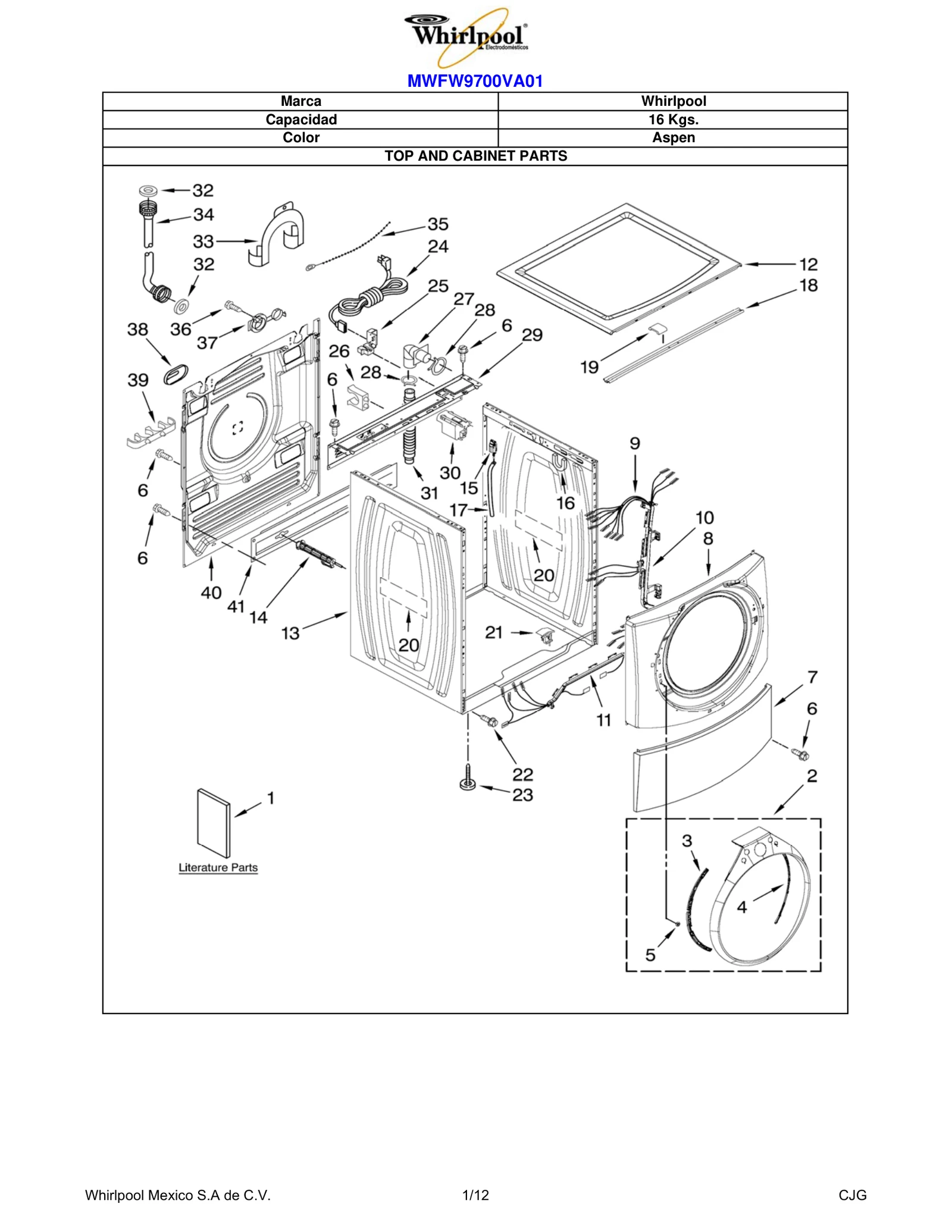 TOP AND CABINET PARTS