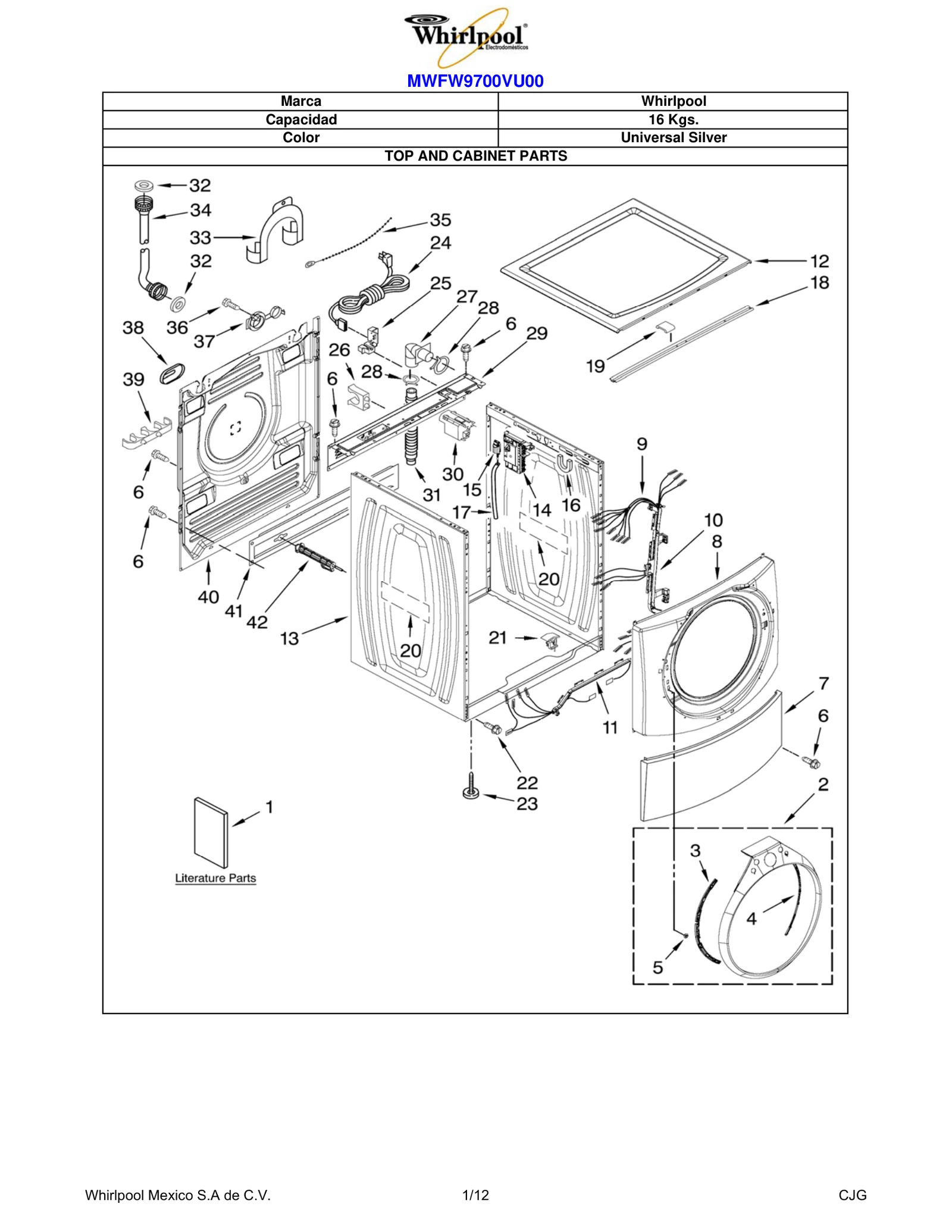TOP AND CABINET PARTS
