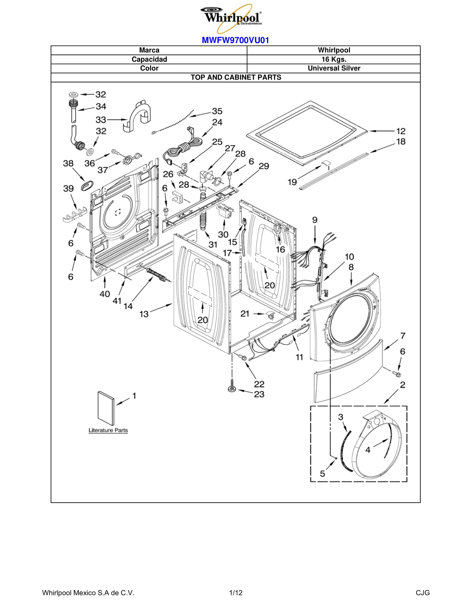TOP AND CABINET PARTS