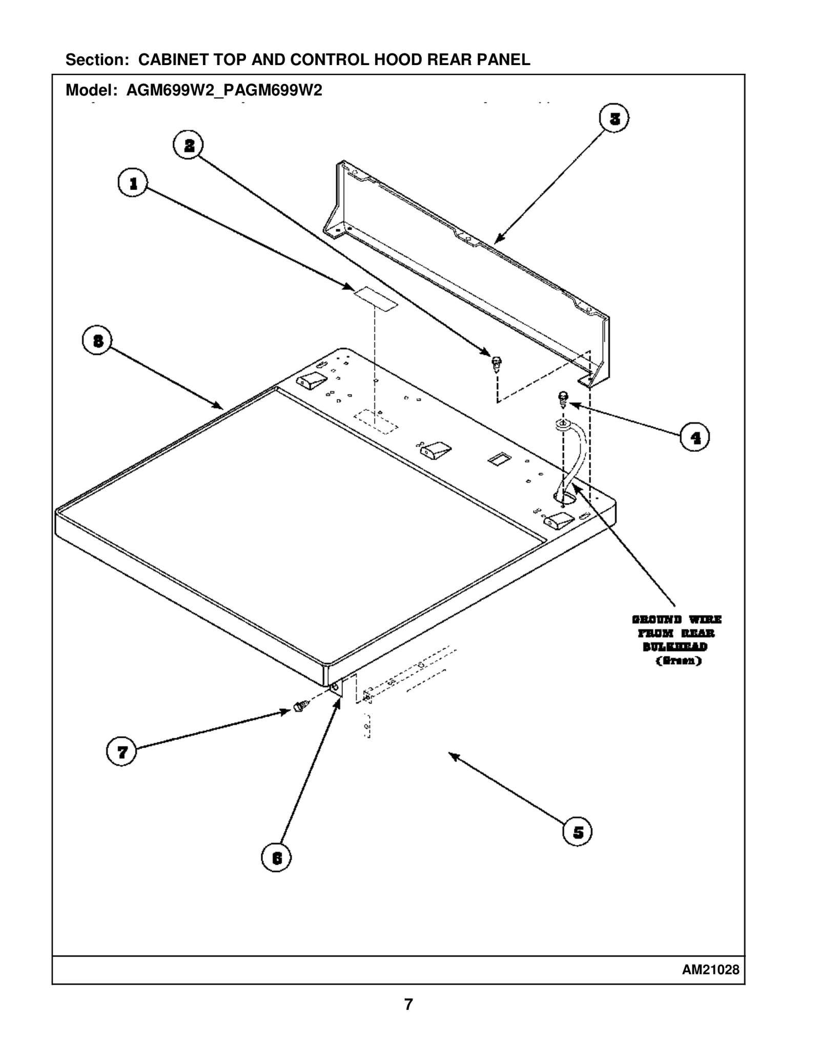 CABINET TOP AND CONTROL HOOD REAR PANEL
