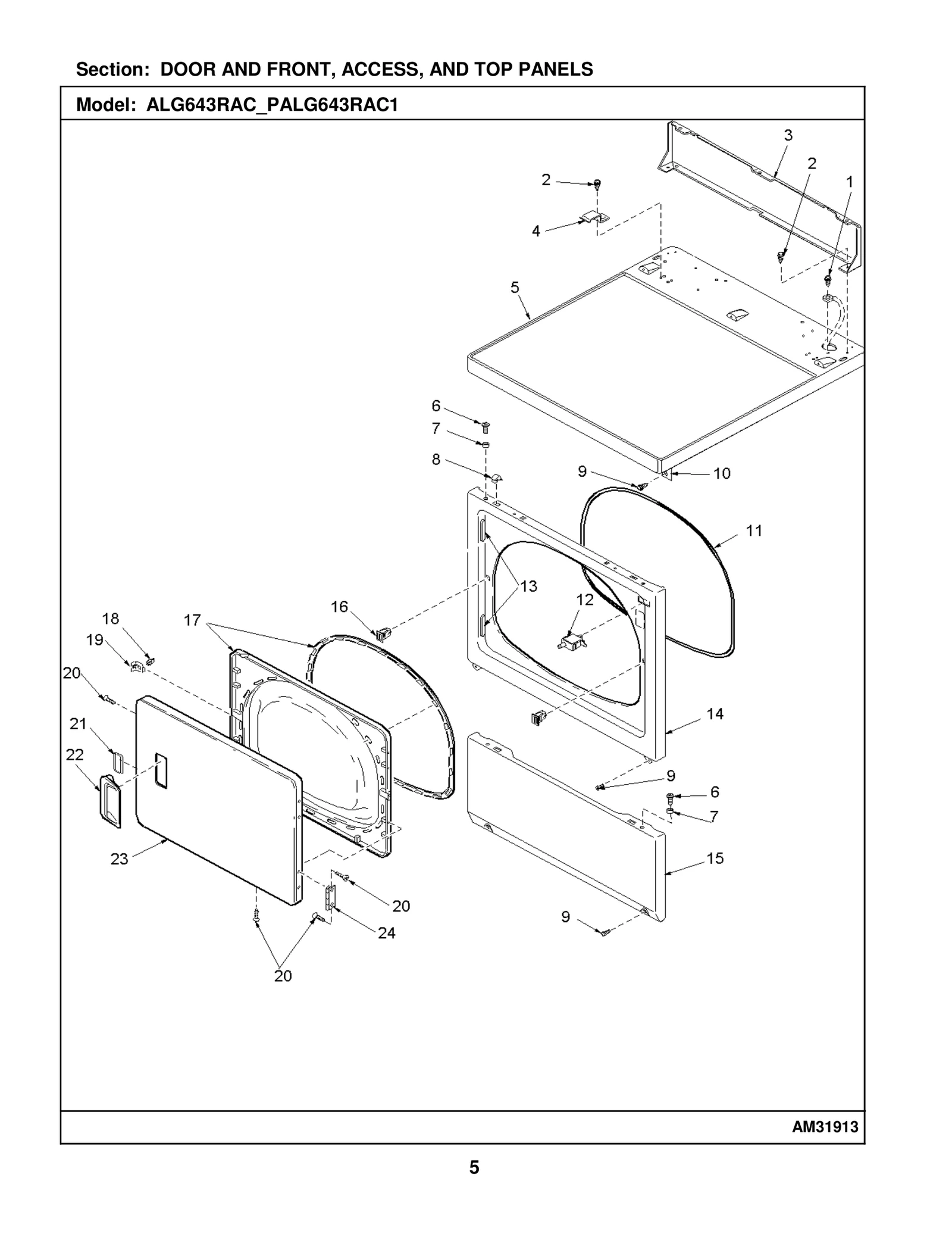 DOOR AND FRONT, ACCESS, AND TOP PANELS