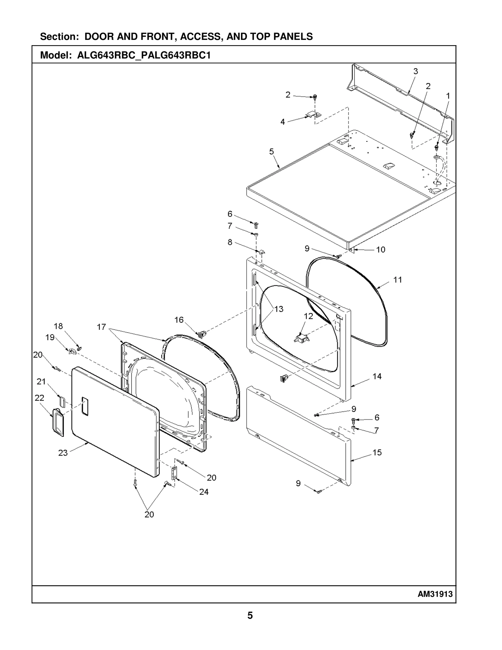 DOOR AND FRONT, ACCESS, AND TOP PANELS