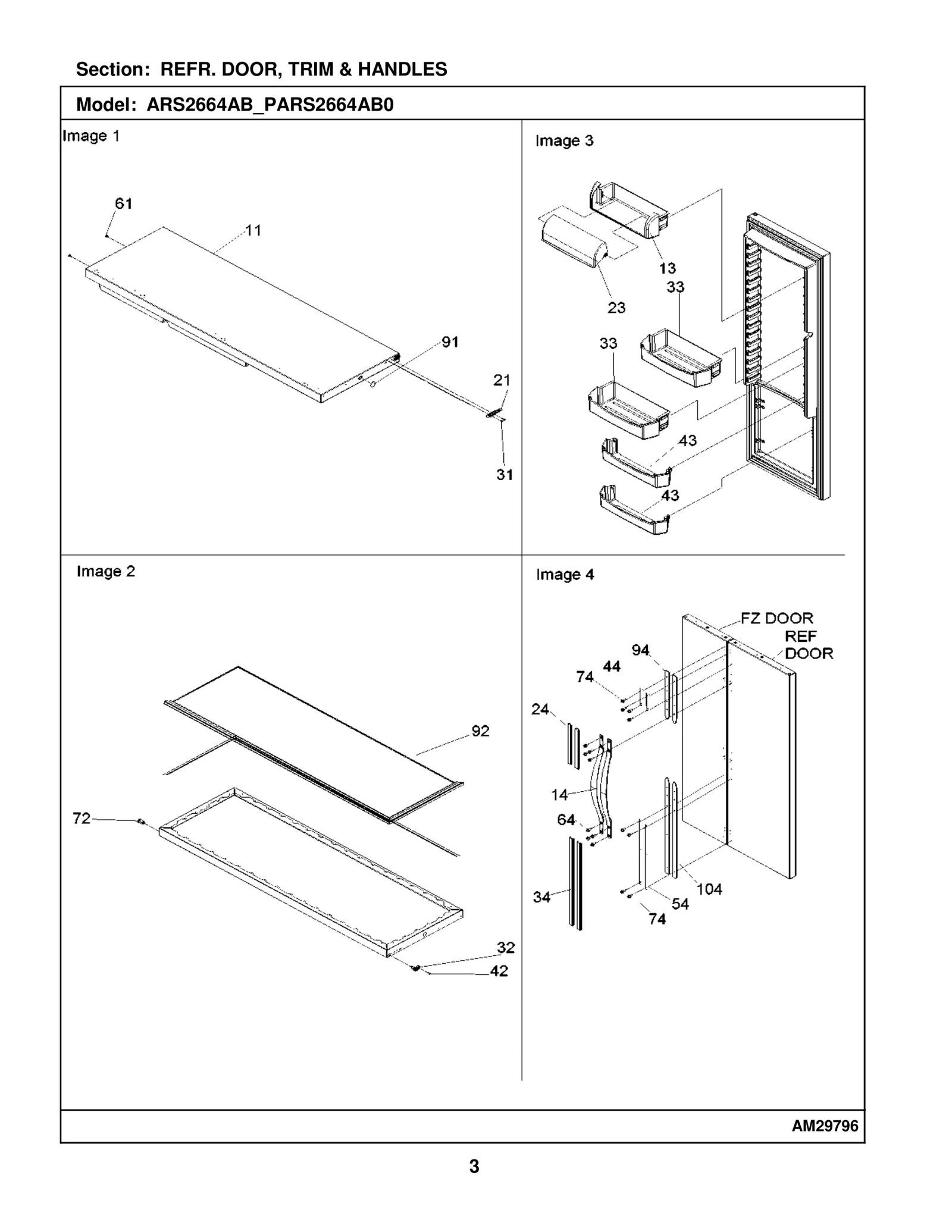 REFR. DOOR, TRIM & HANDLES