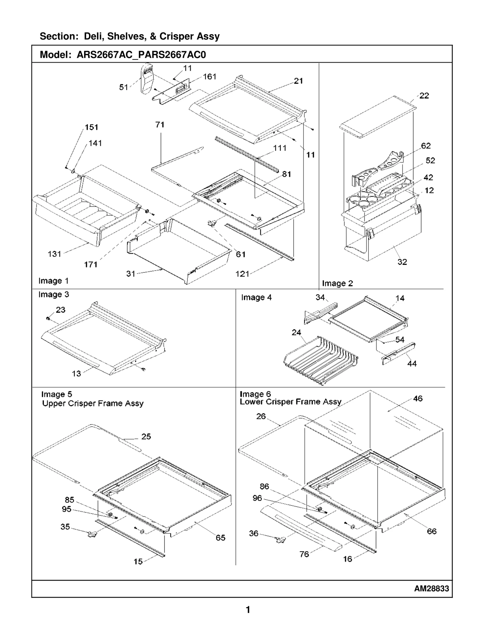 Deli, Shelves, & Crisper Assy