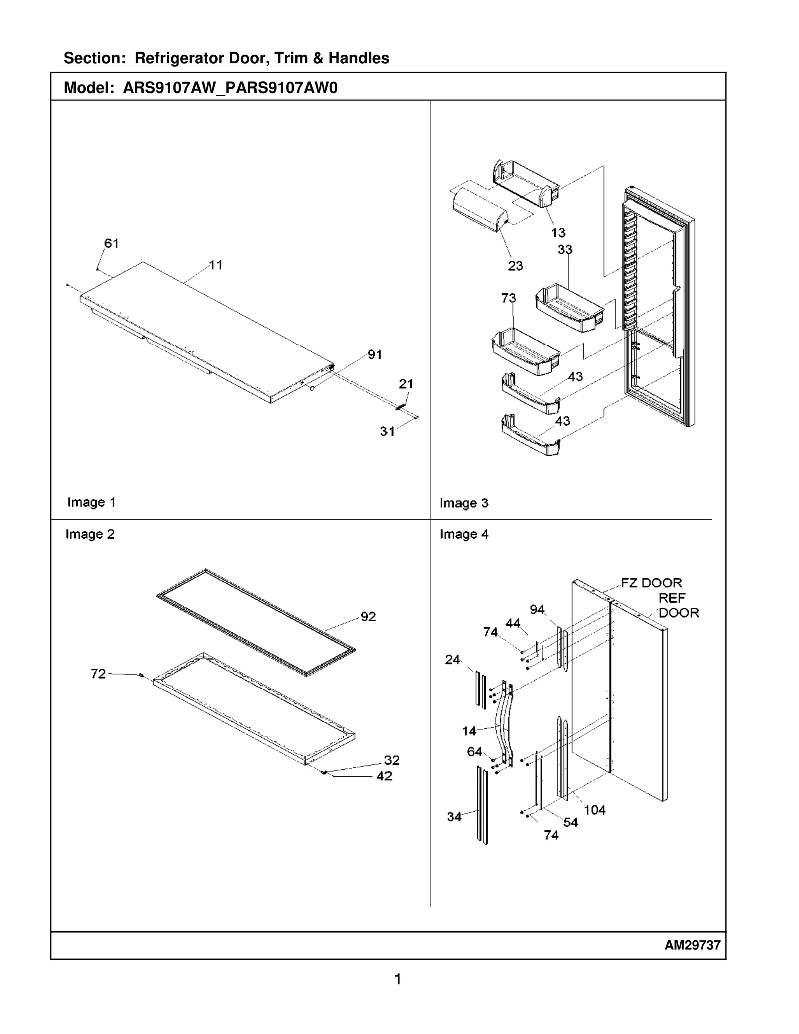 Refrigerator Door, Trim & Handles