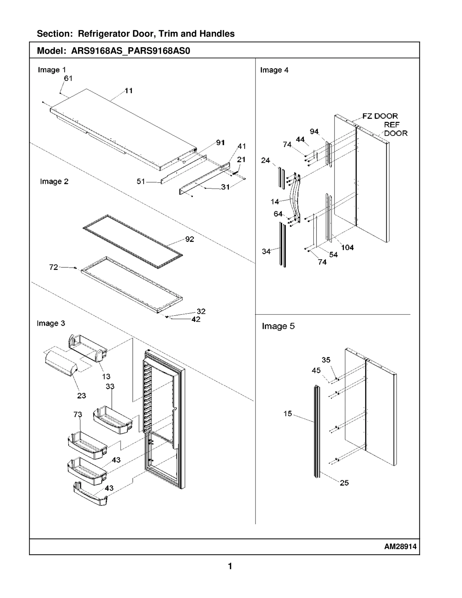Refrigerator Door, Trim and Handles