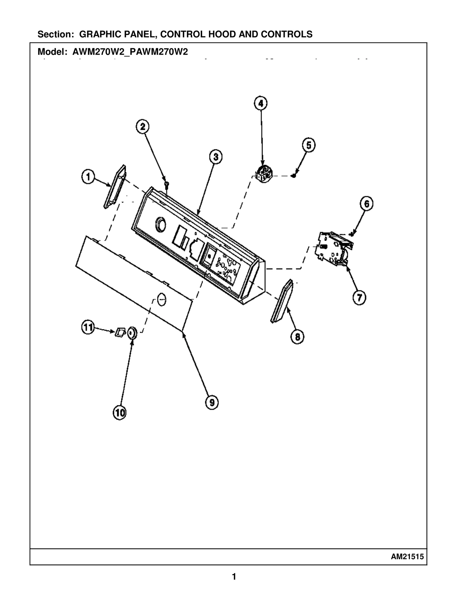 GRAPHIC PANEL, CONTROL HOOD AND CONTROLS