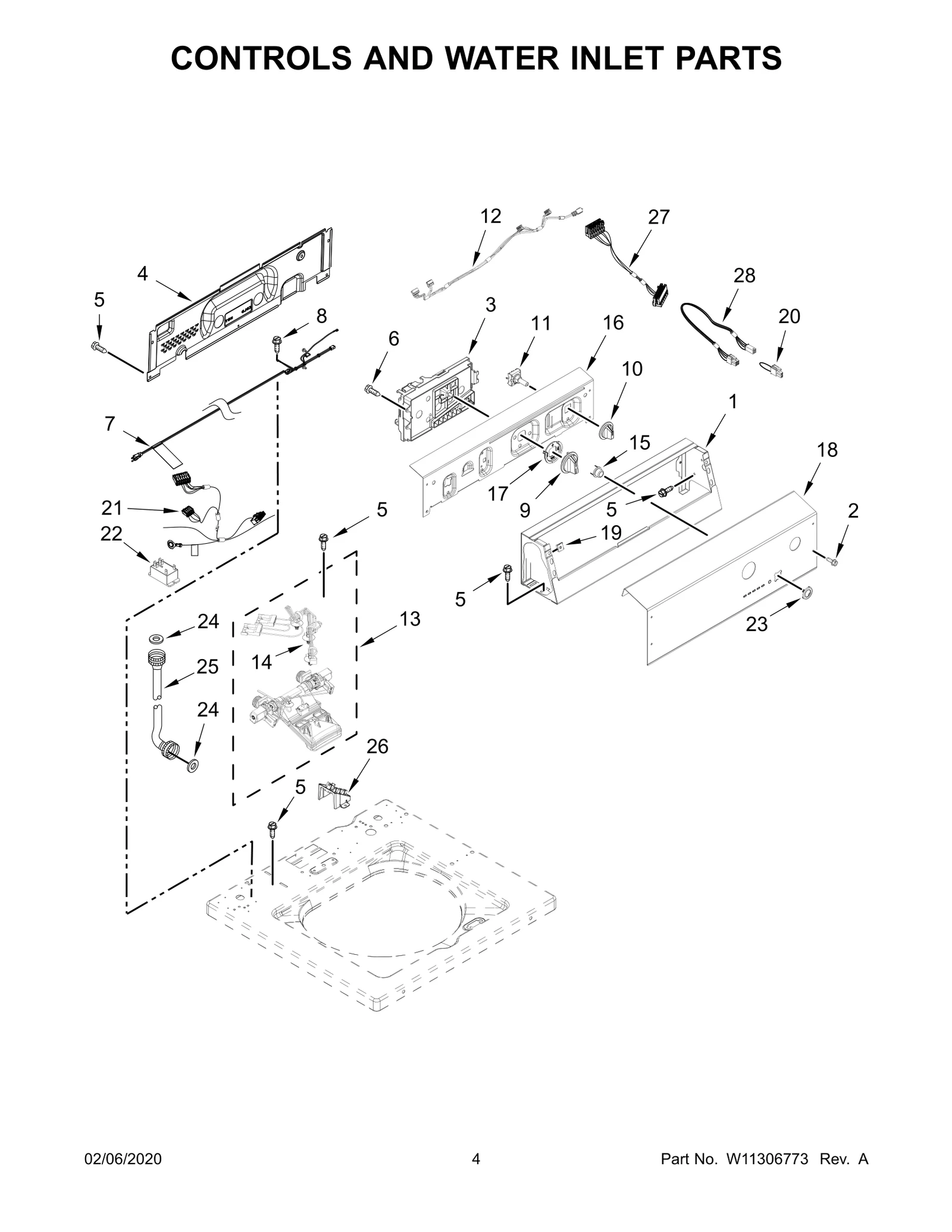 CONTROLS AND WATER INLET PARTS