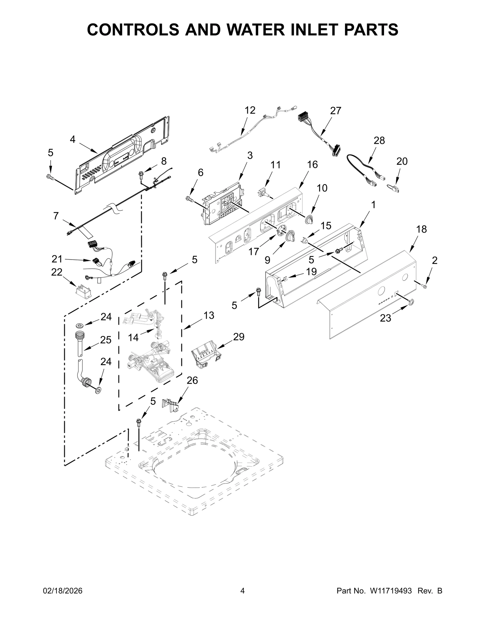 CONTROLS AND WATER INLET PARTS