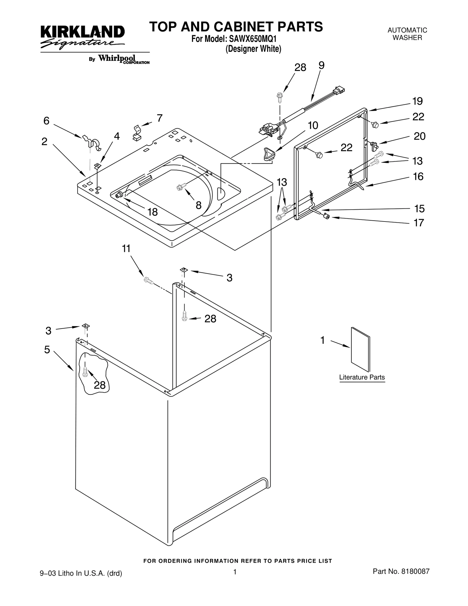 TOP AND CABINET PARTS
