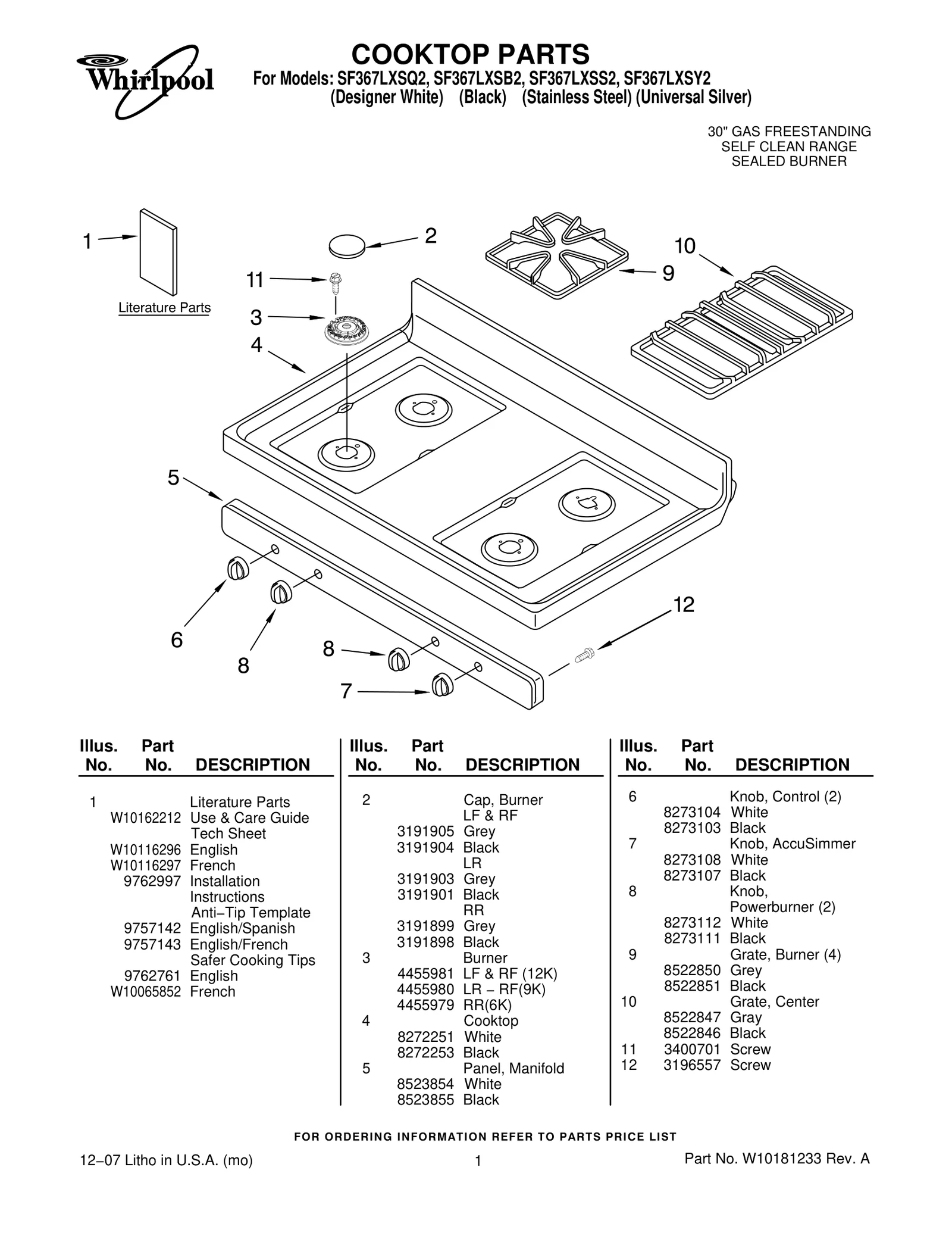 COOKTOP PARTS