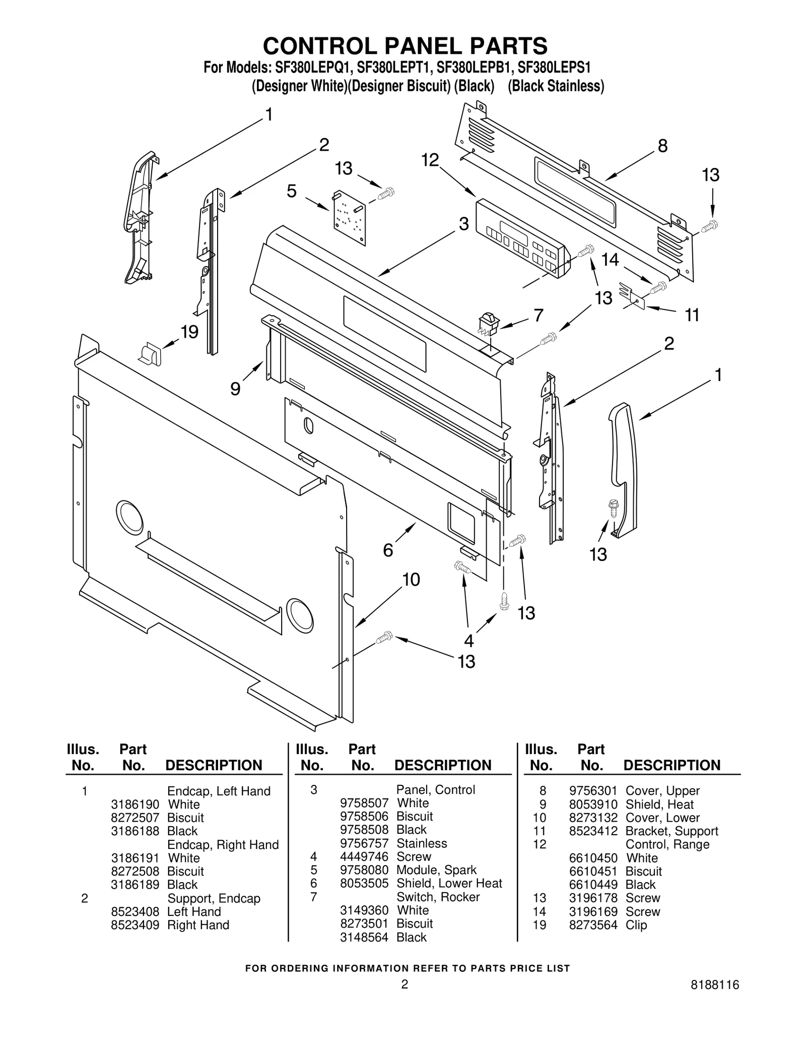 CONTROL PANEL PARTS