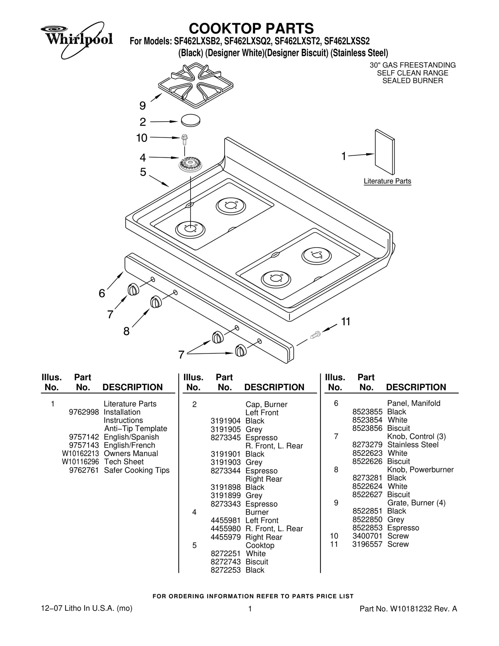 COOKTOP PARTS