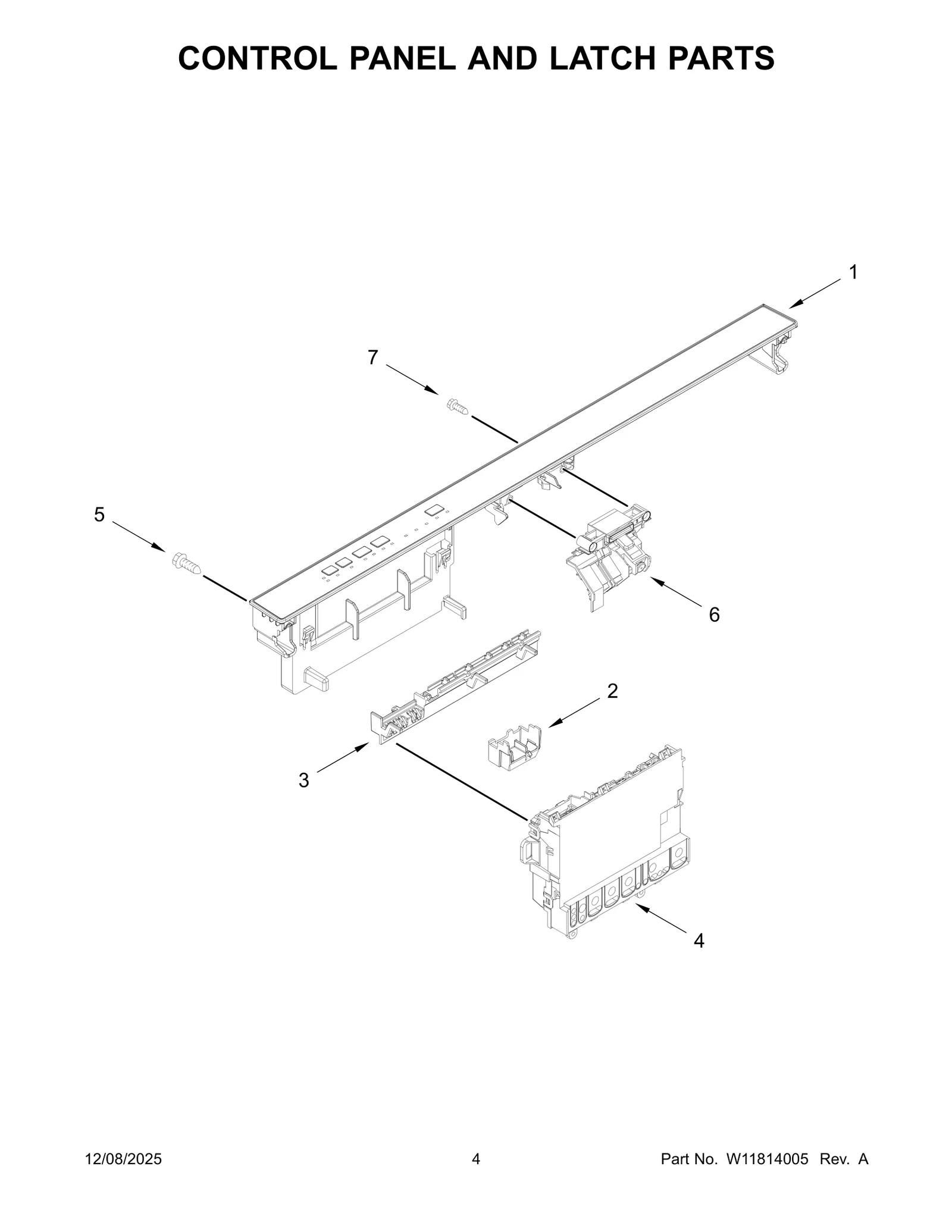 CONTROL PANEL AND LATCH PARTS