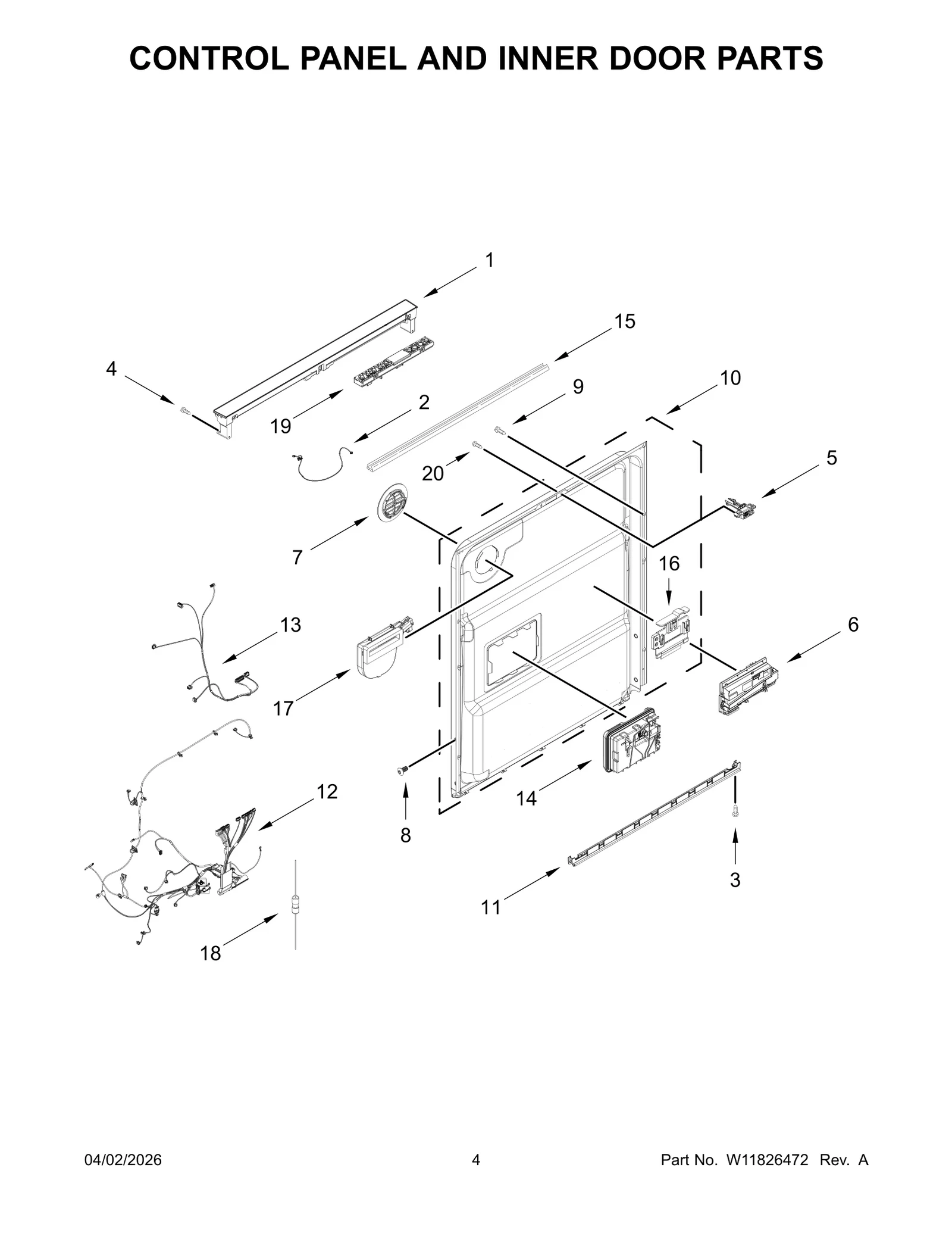 CONTROL PANEL AND INNER DOOR PARTS
