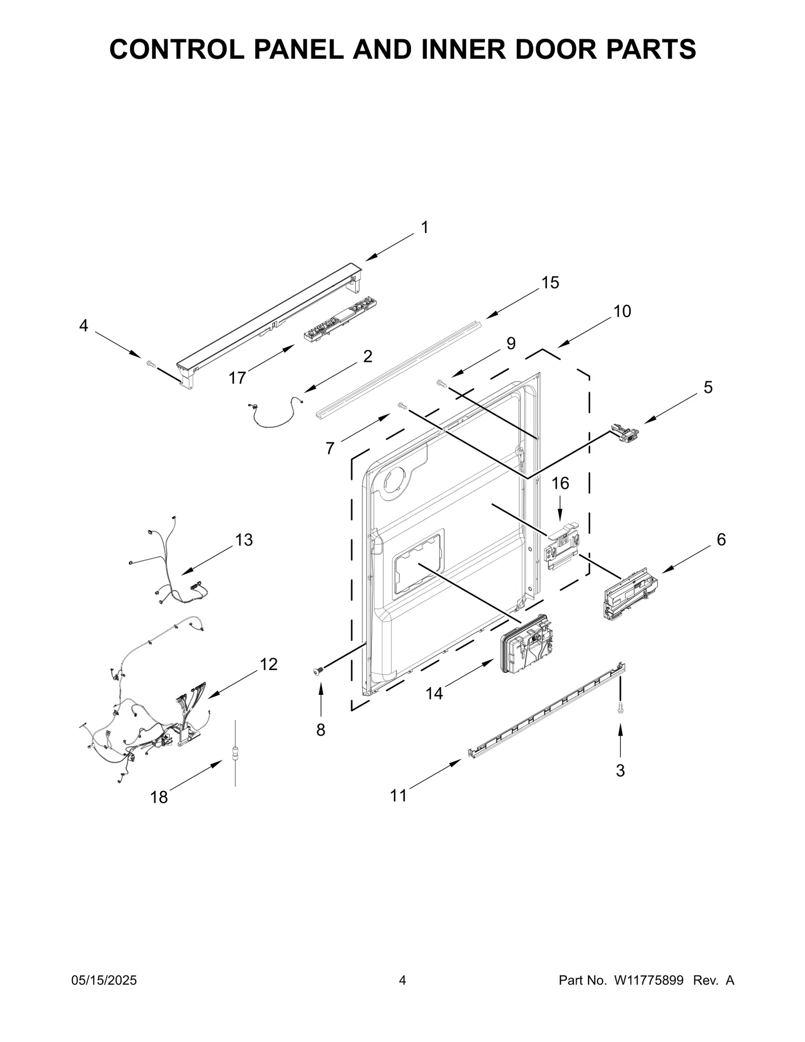 CONTROL PANEL AND INNER DOOR PARTS