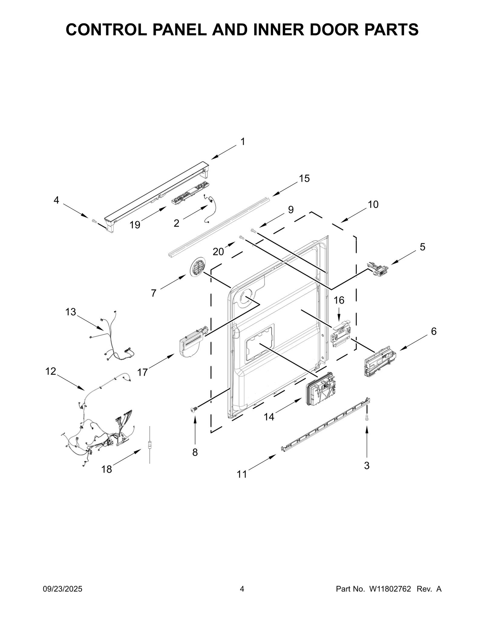 CONTROL PANEL AND INNER DOOR PARTS