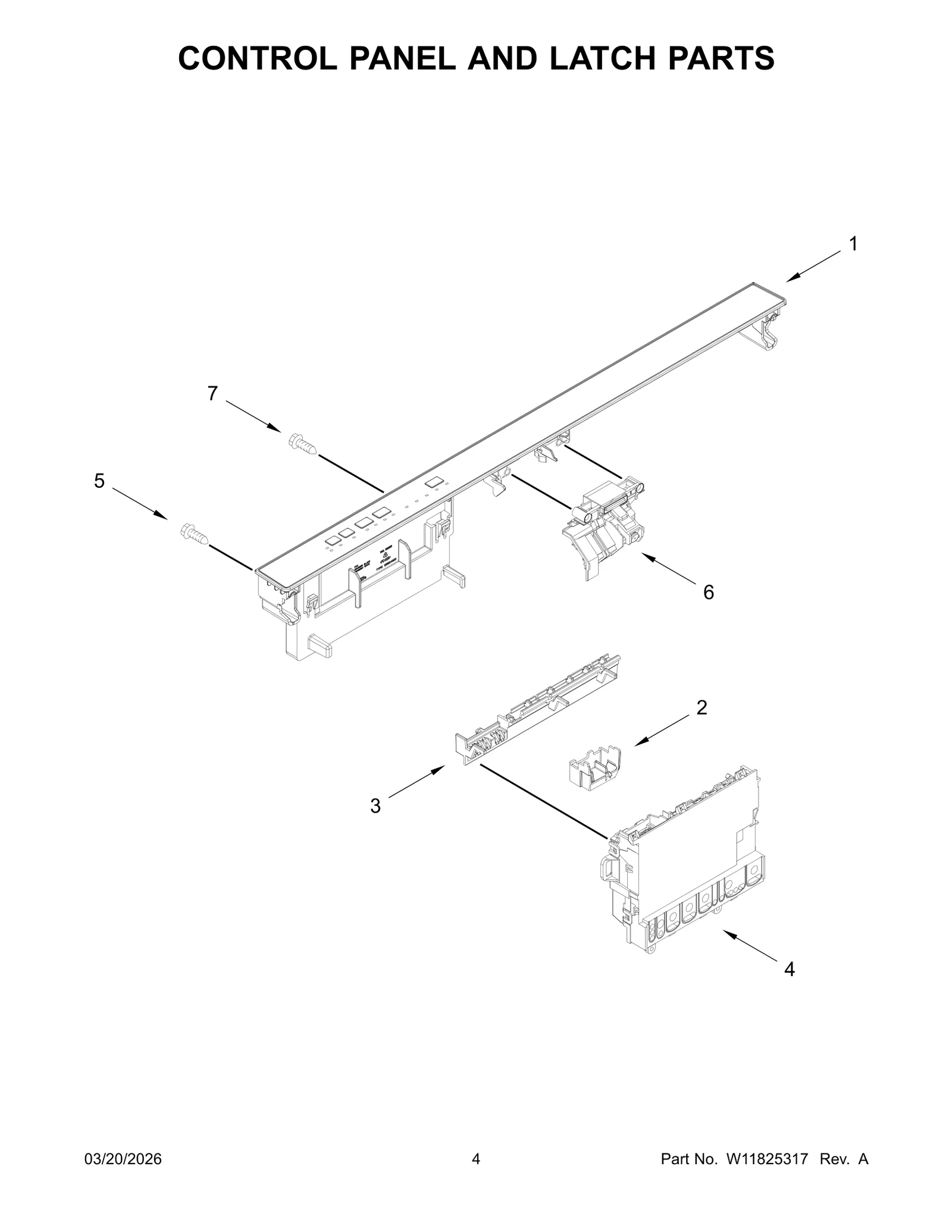 CONTROL PANEL AND LATCH PARTS