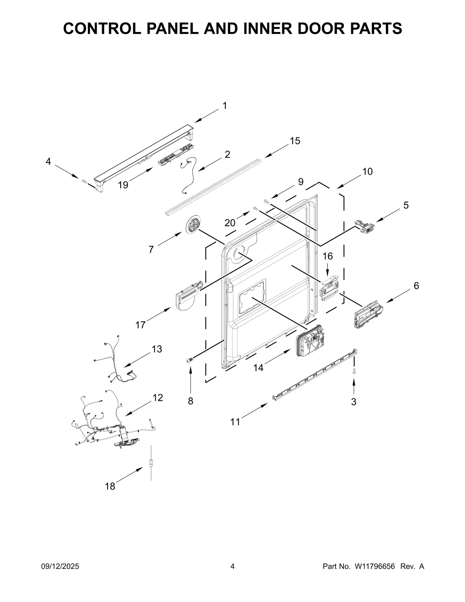 CONTROL PANEL AND INNER DOOR PARTS