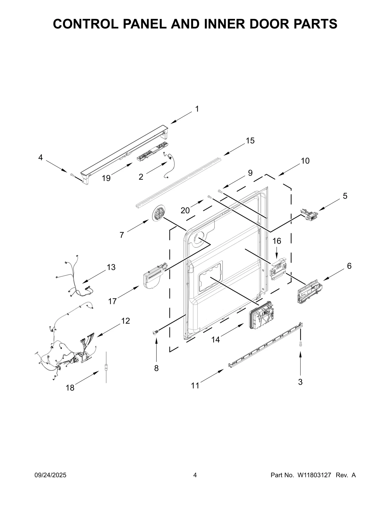 CONTROL PANEL AND INNER DOOR PARTS