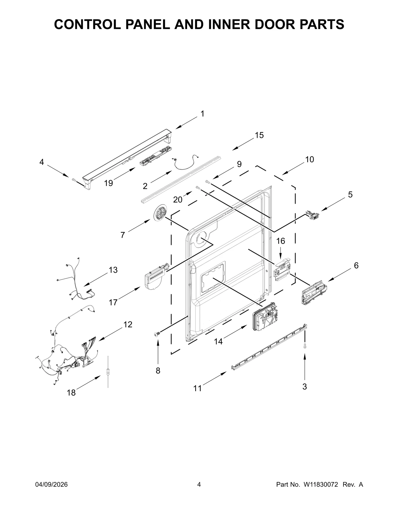 CONTROL PANEL AND INNER DOOR PARTS