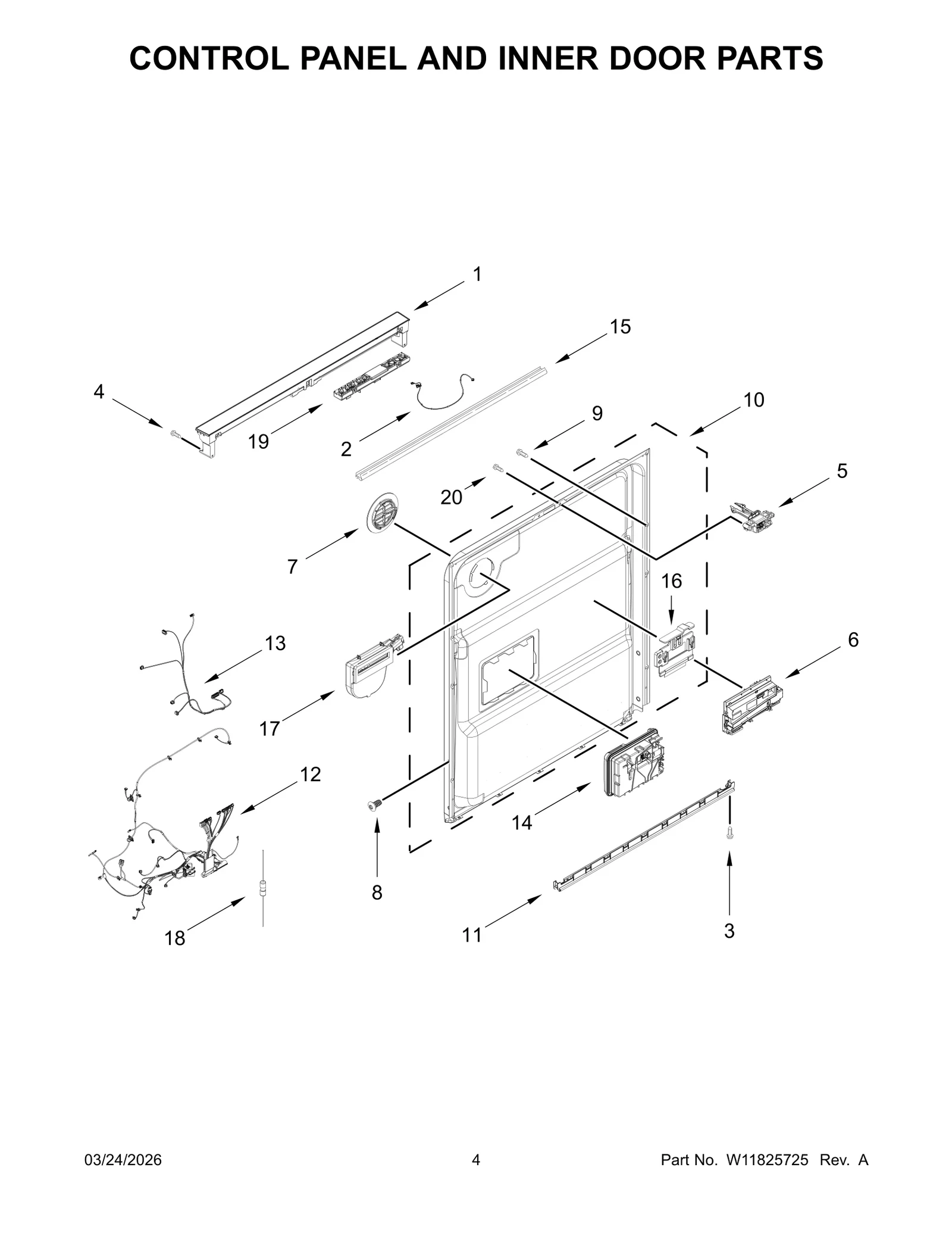 CONTROL PANEL AND INNER DOOR PARTS