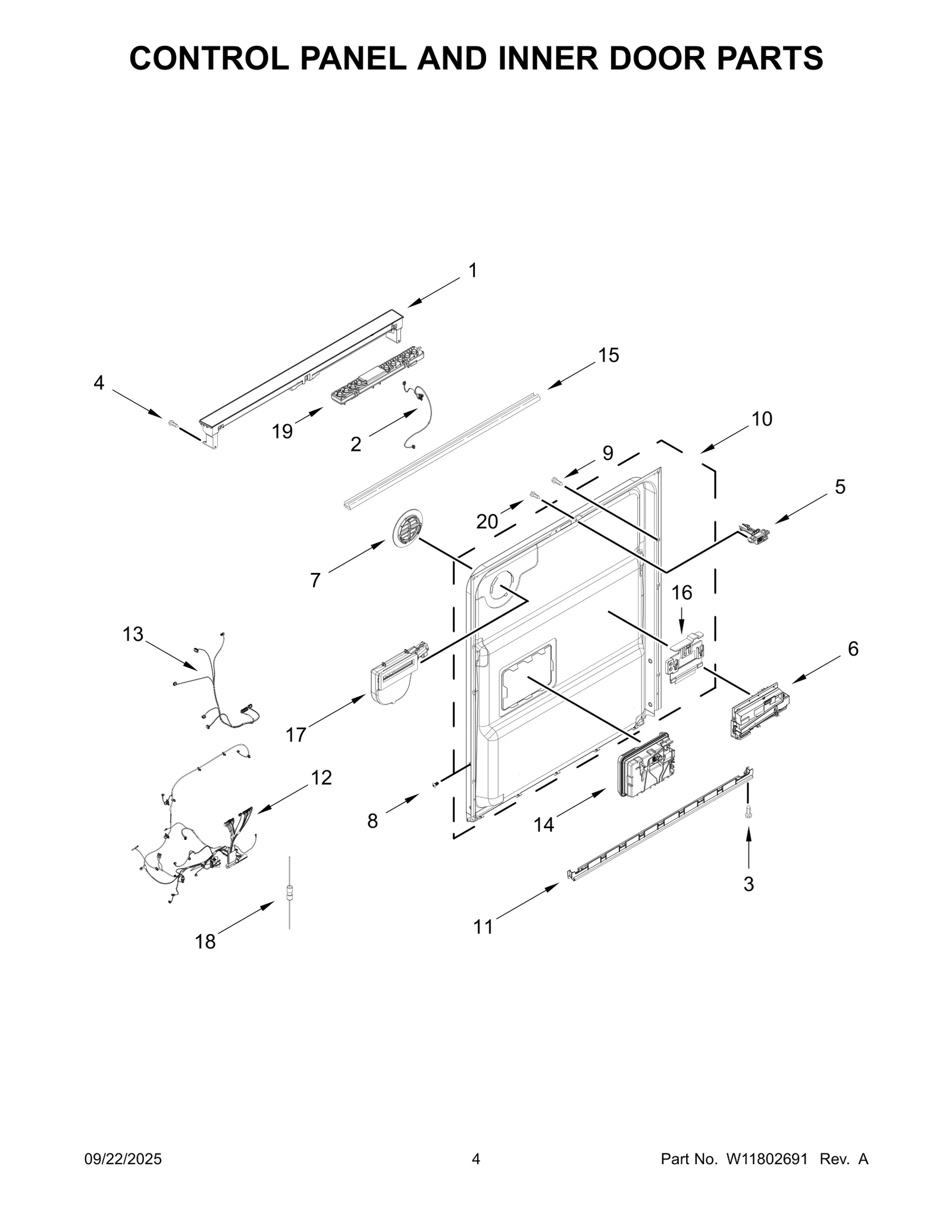 CONTROL PANEL AND INNER DOOR PARTS