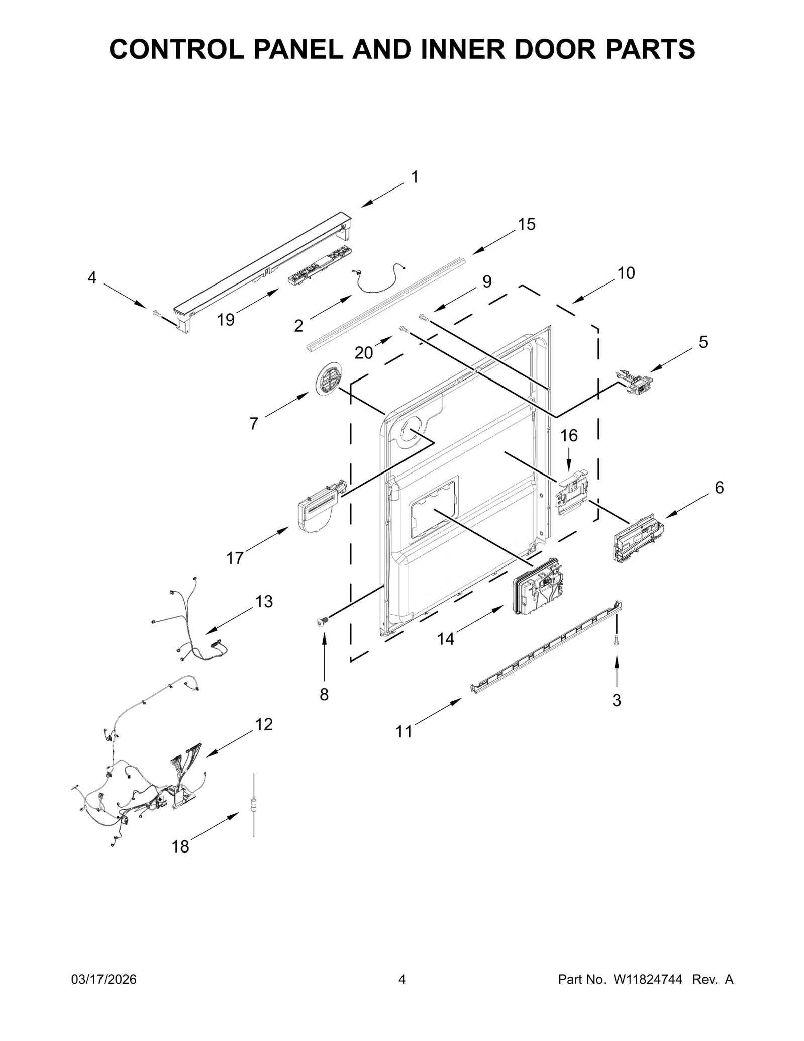 CONTROL PANEL AND INNER DOOR PARTS