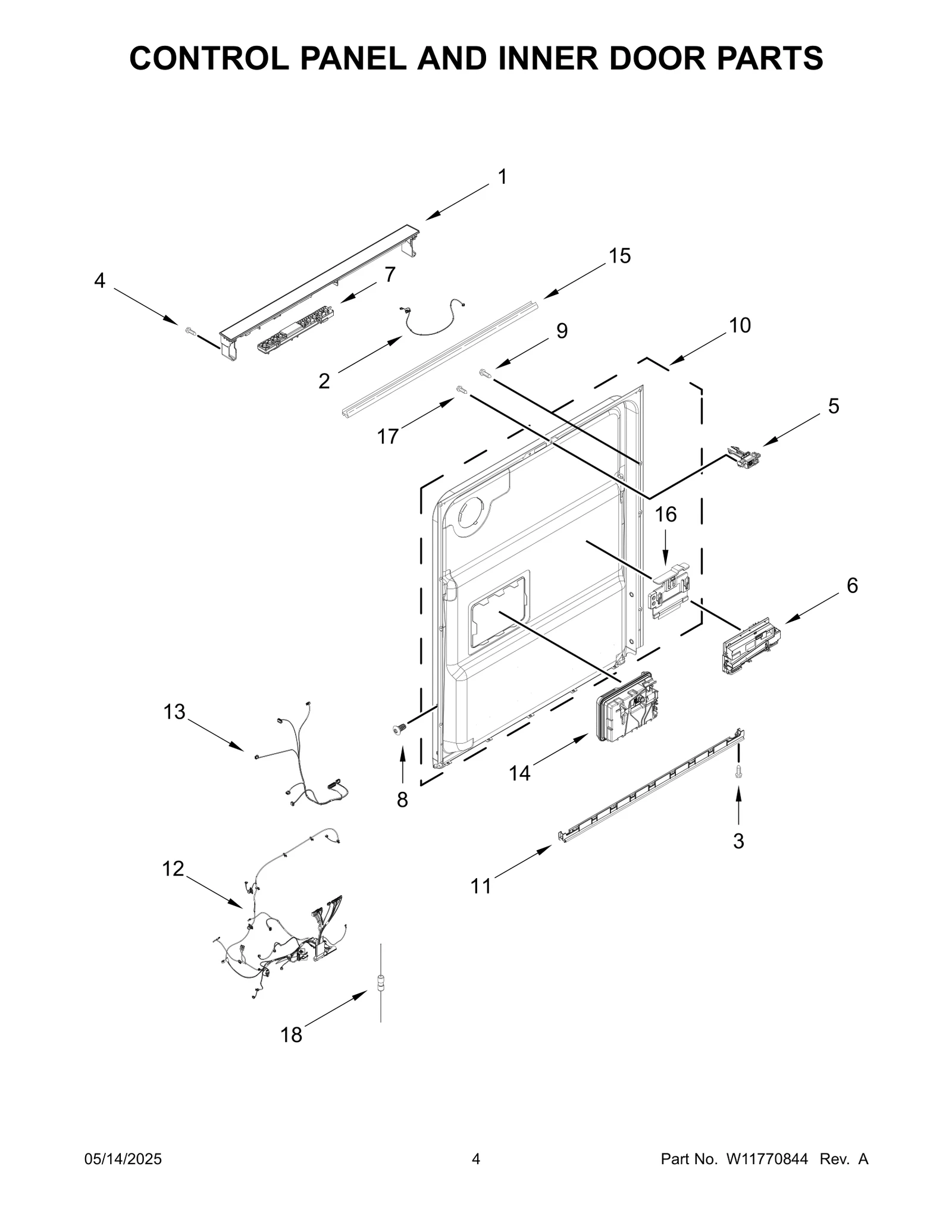 CONTROL PANEL AND INNER DOOR PARTS