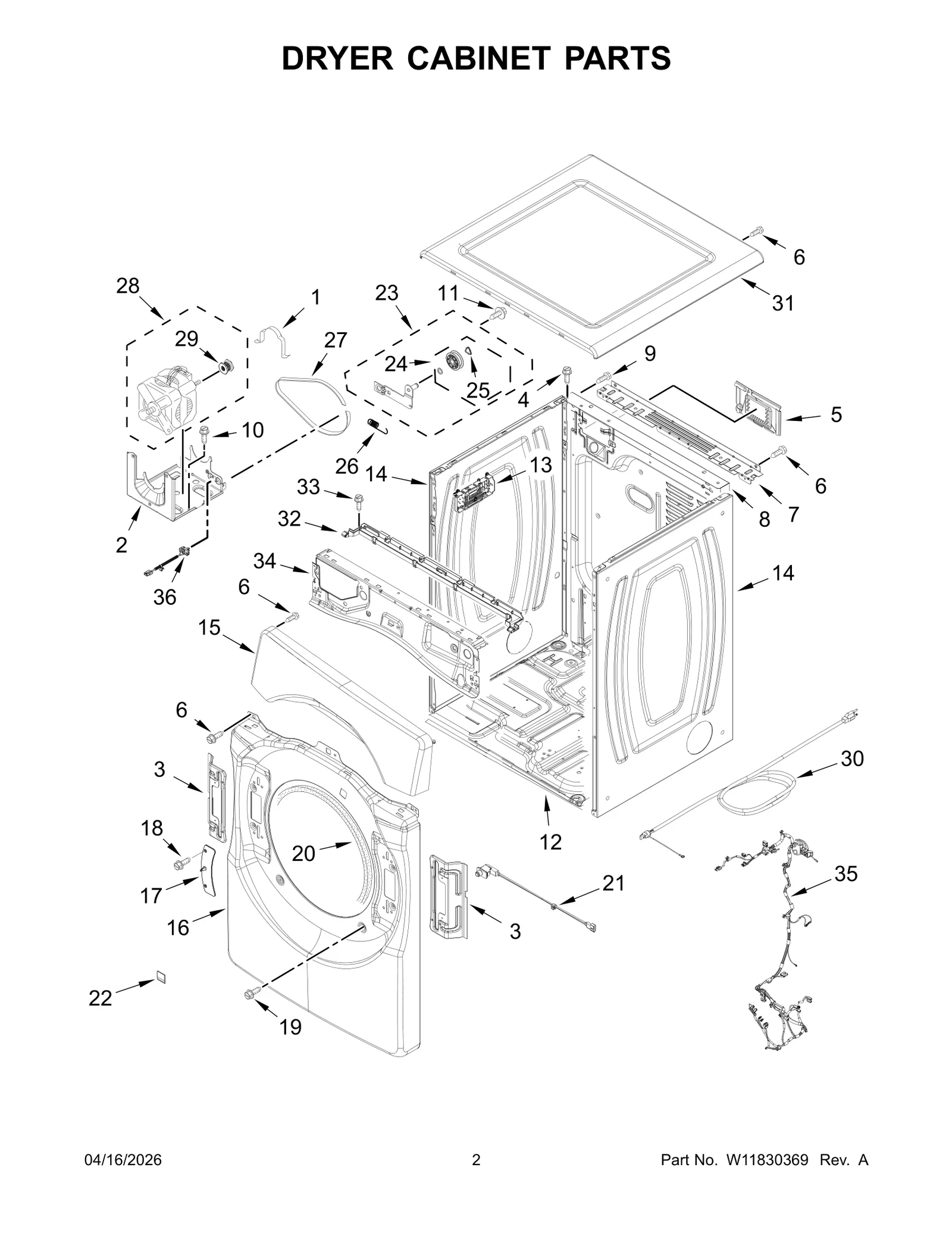 DRYER CABINET PARTS