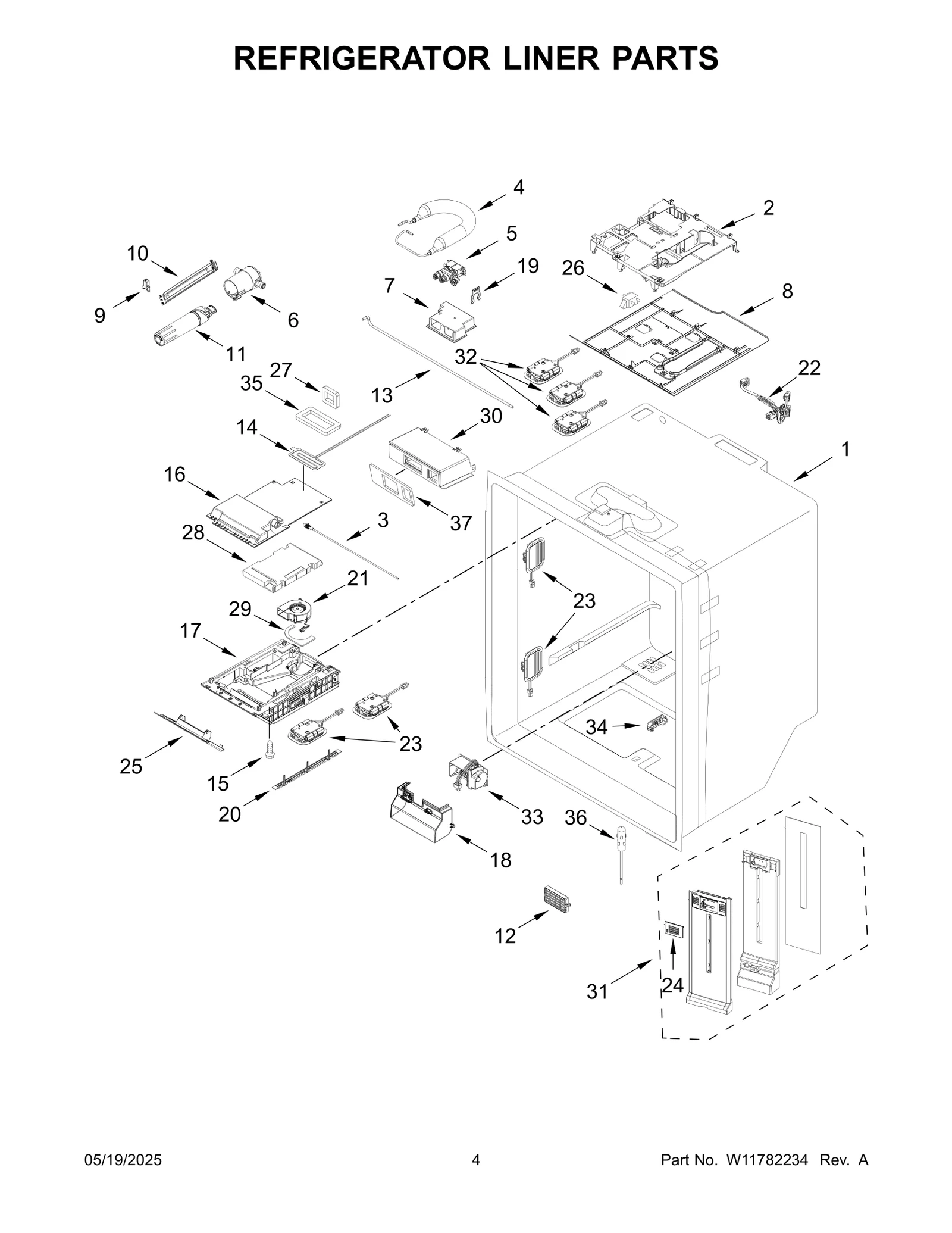 REFRIGERATOR LINER PARTS