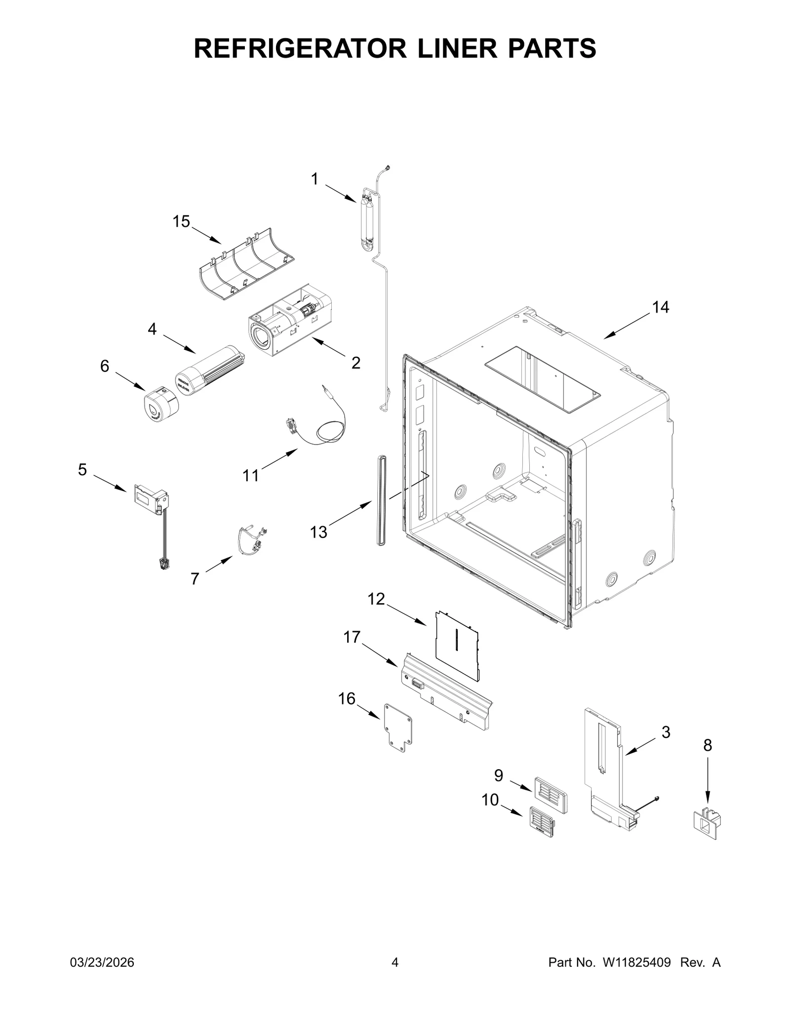 REFRIGERATOR LINER PARTS