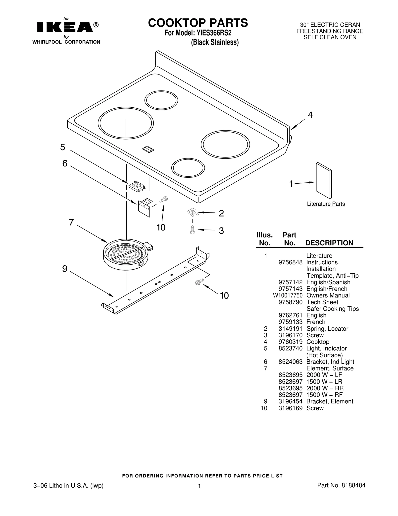 COOKTOP PARTS