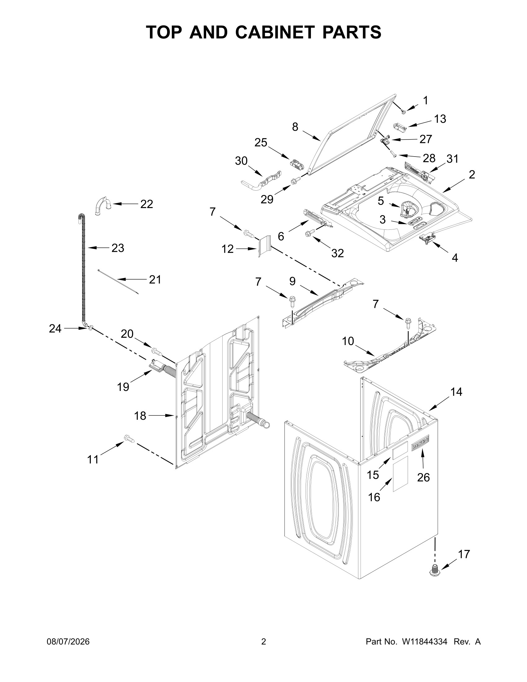TOP AND CABINET PARTS