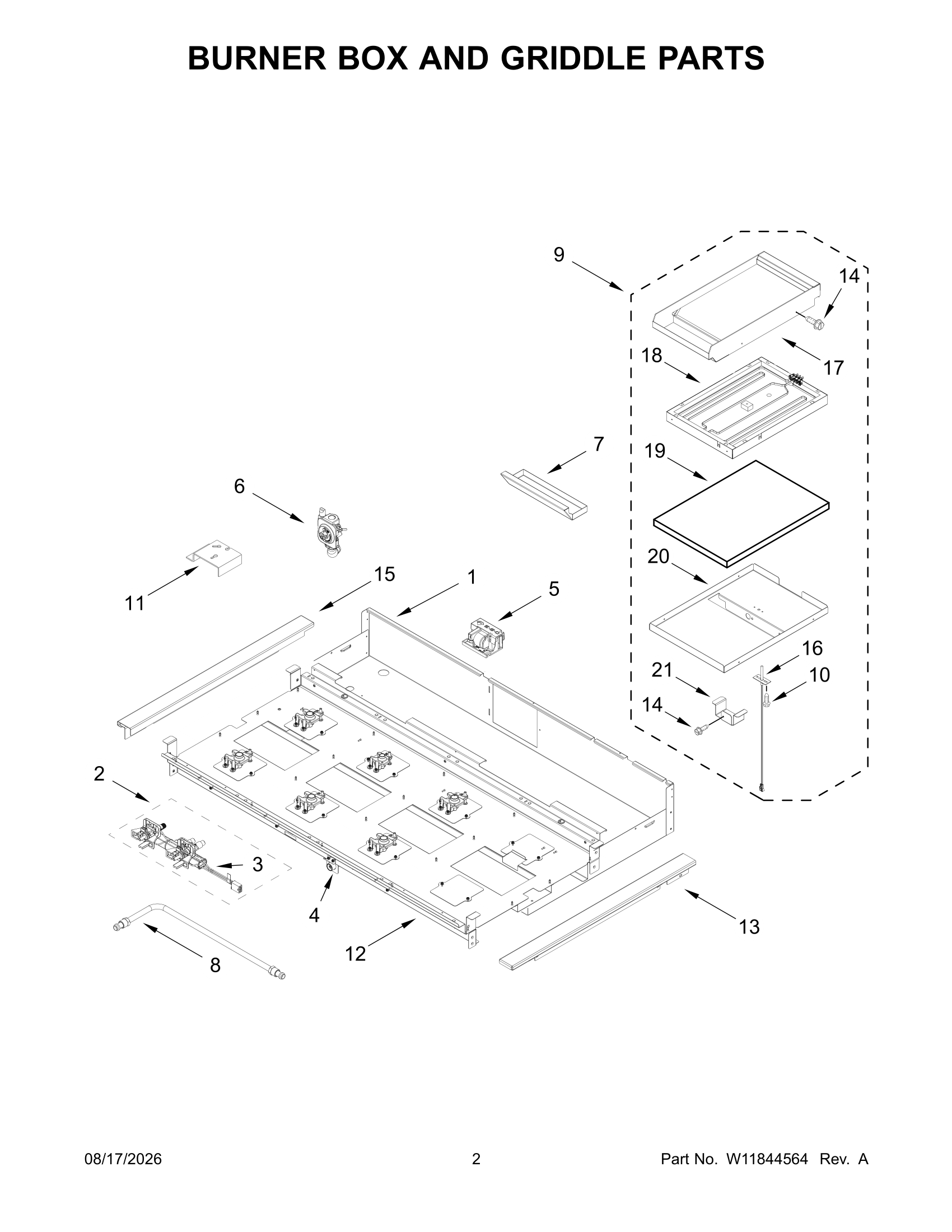 BURNER BOX AND GRIDDLE PARTS